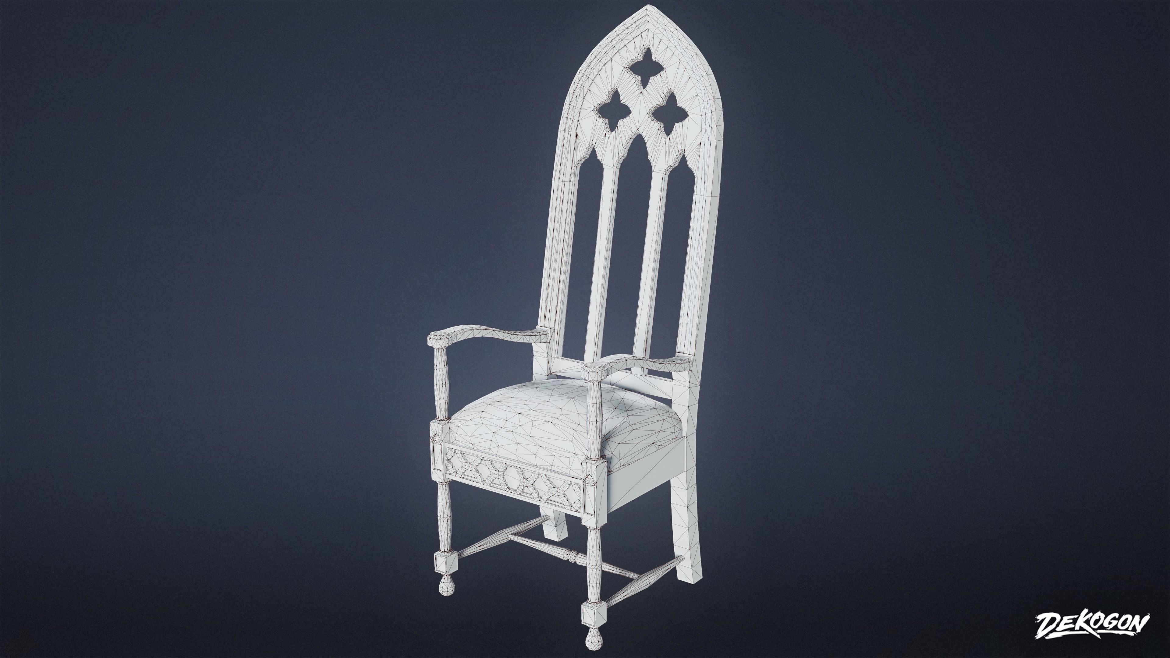 MEDIEVAL - Chair 05 - LOW POLY Low-poly 3D model_7