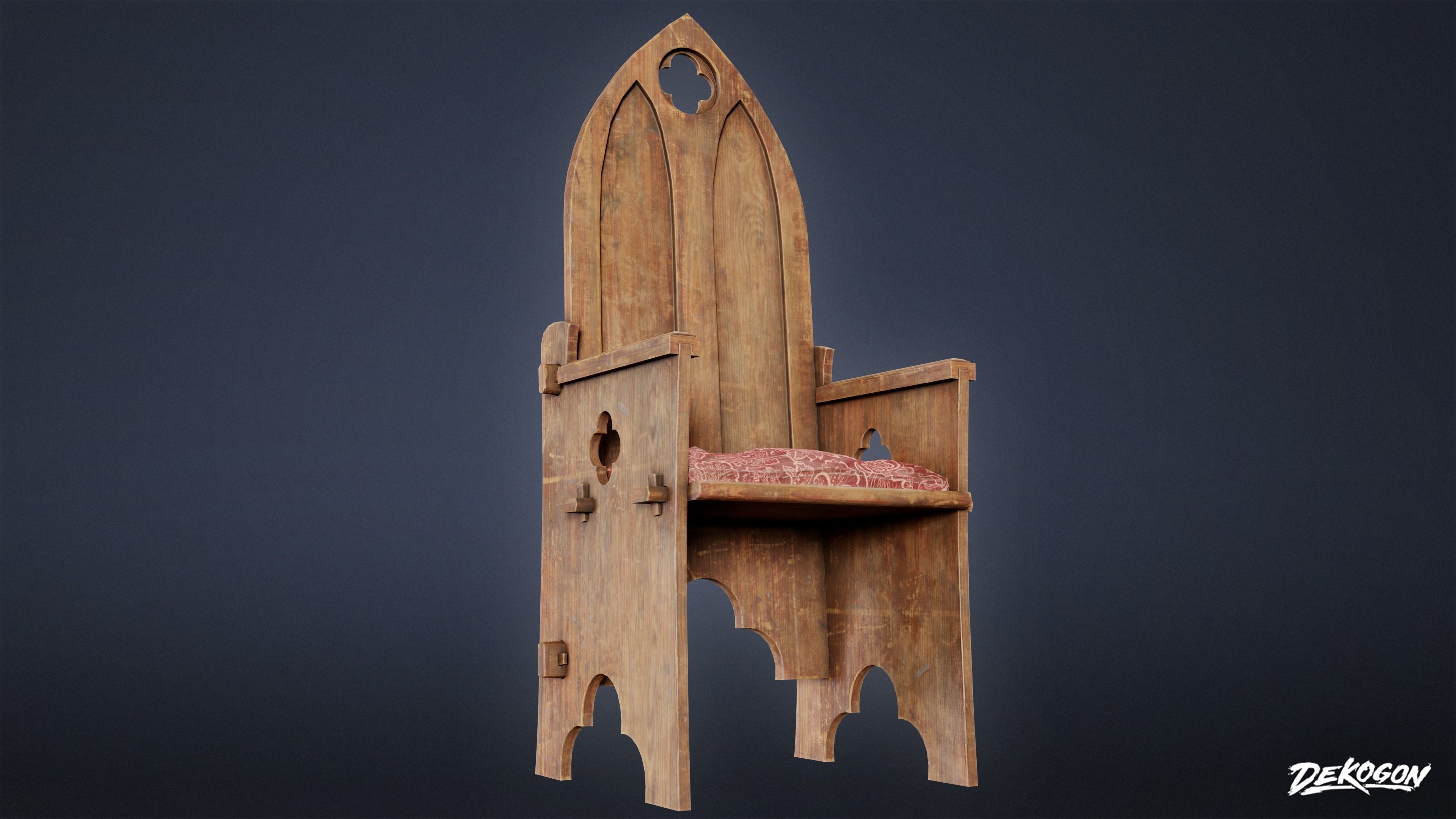 MEDIEVAL - Chair 07 - LOW POLY Low-poly 3D model_5