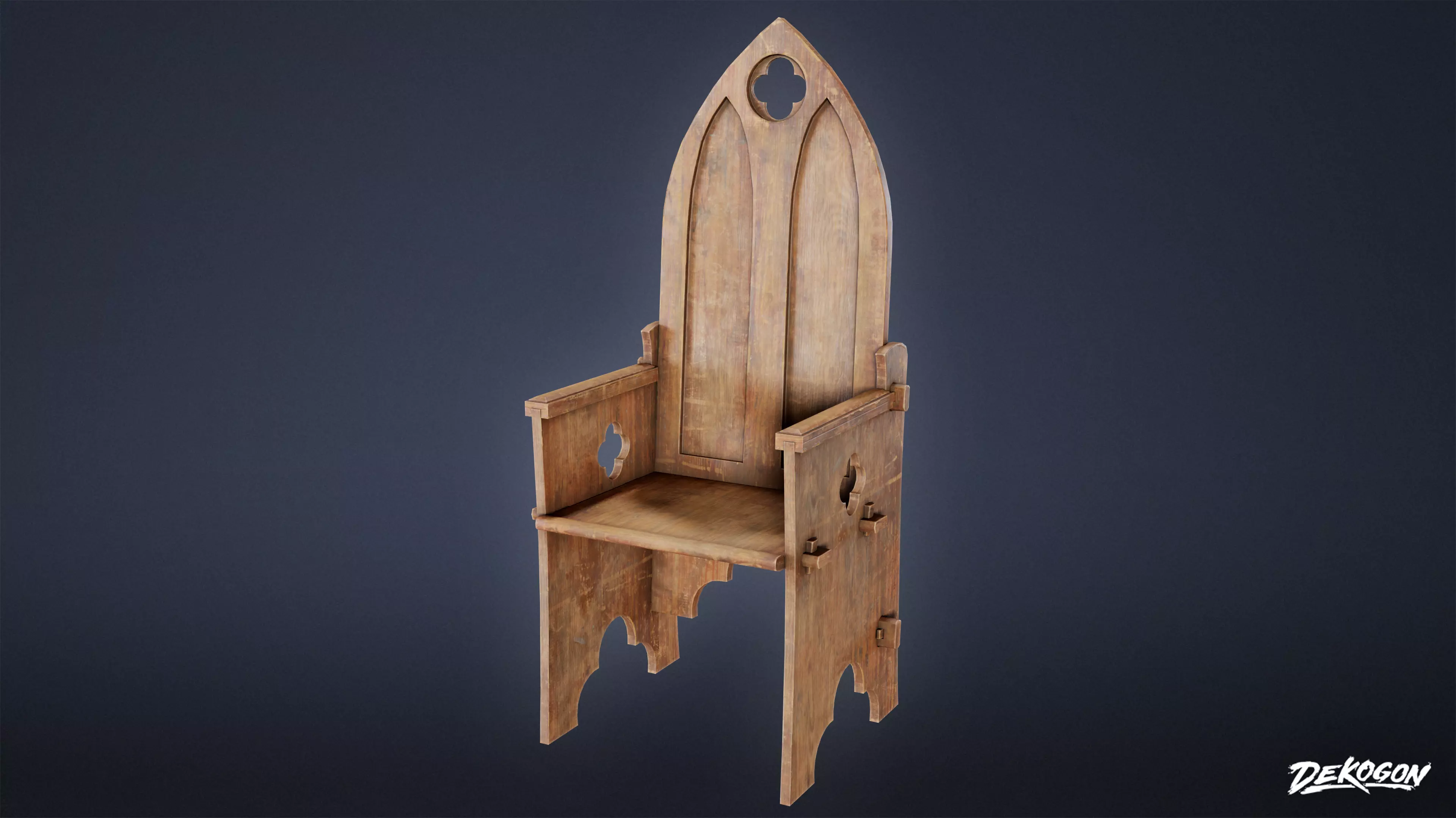 MEDIEVAL - Chair 07 - LOW POLY Low-poly 3D model_0