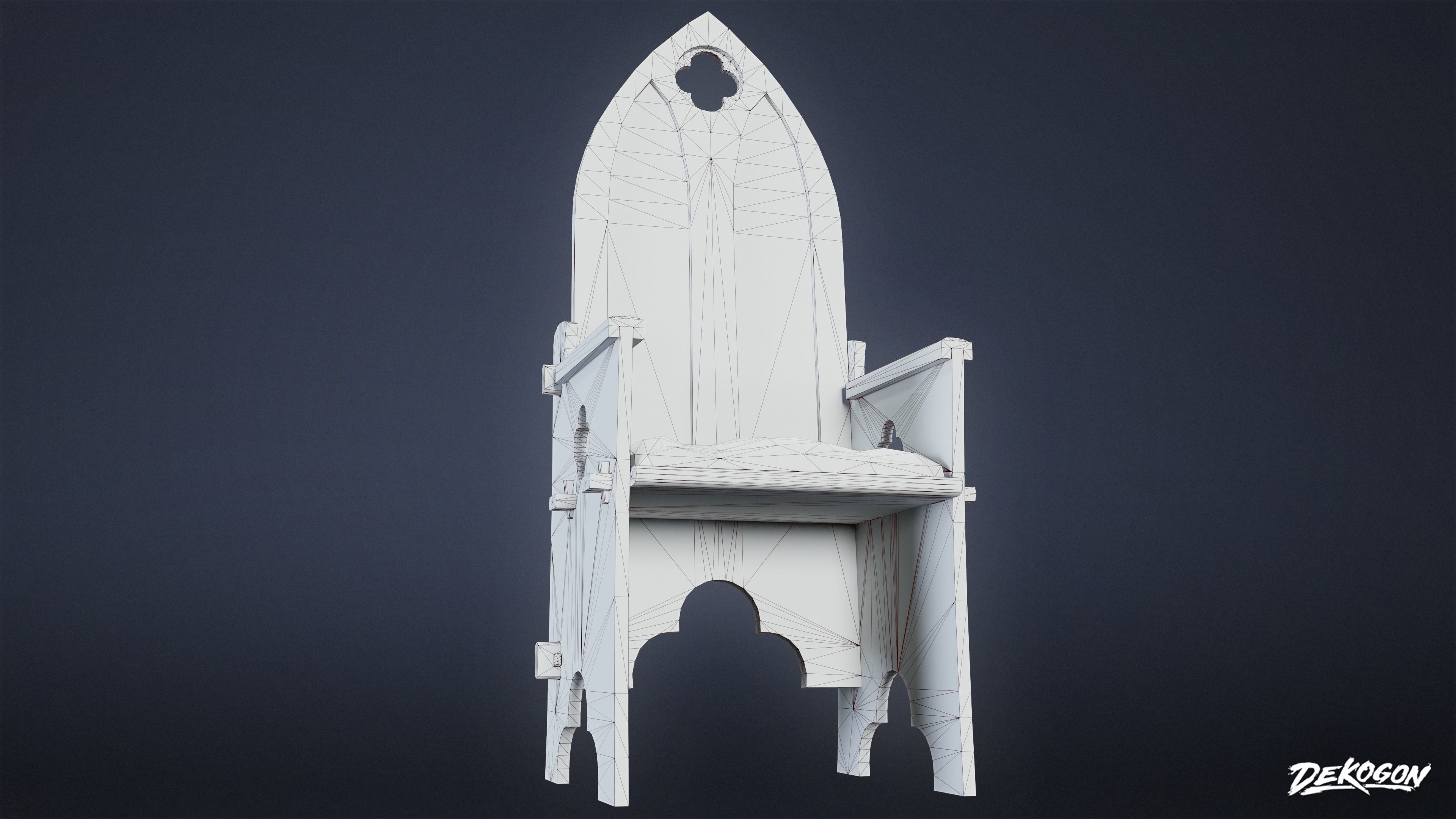 MEDIEVAL - Chair 07 - LOW POLY Low-poly 3D model_8