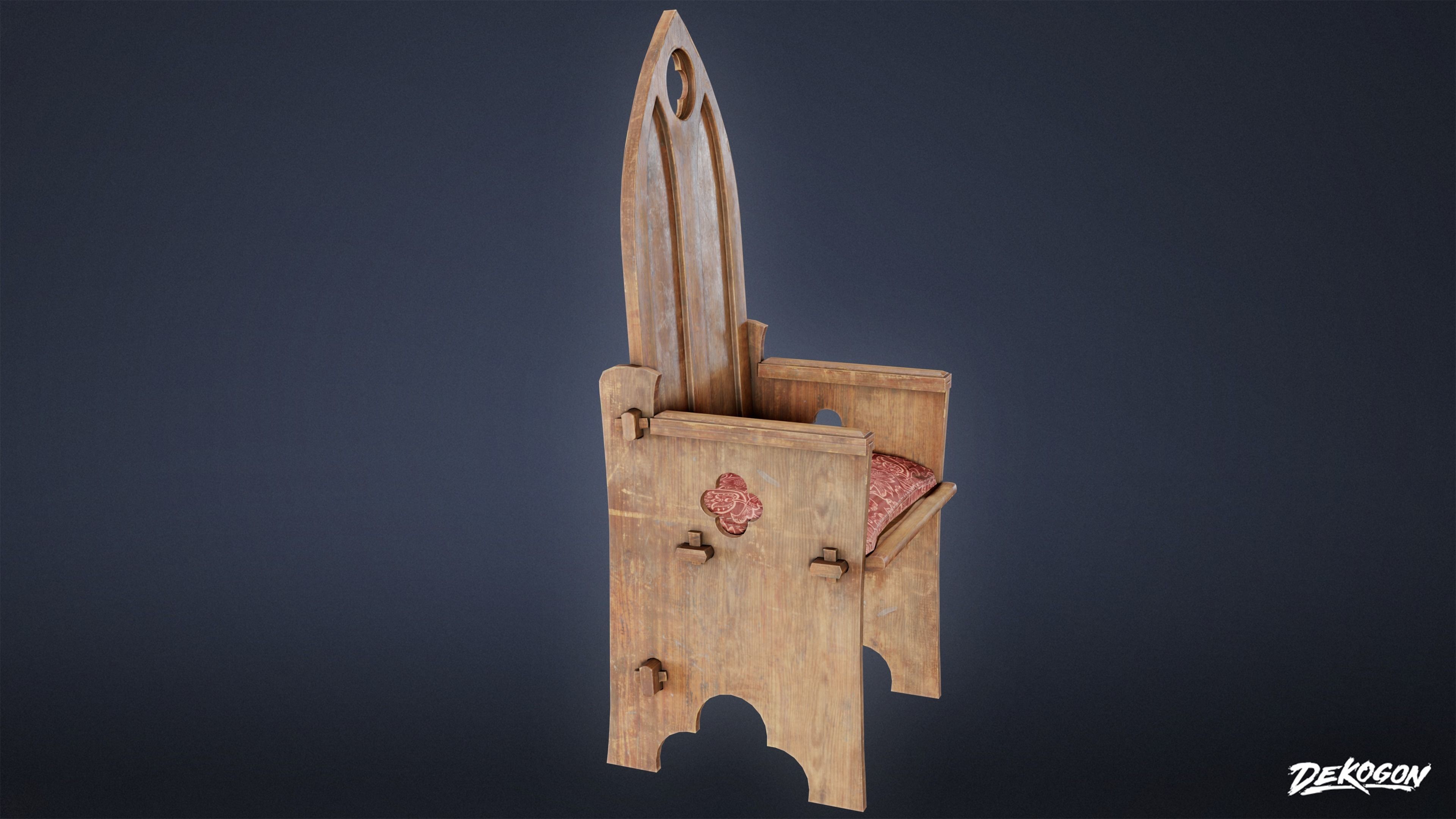 MEDIEVAL - Chair 07 - LOW POLY Low-poly 3D model_2