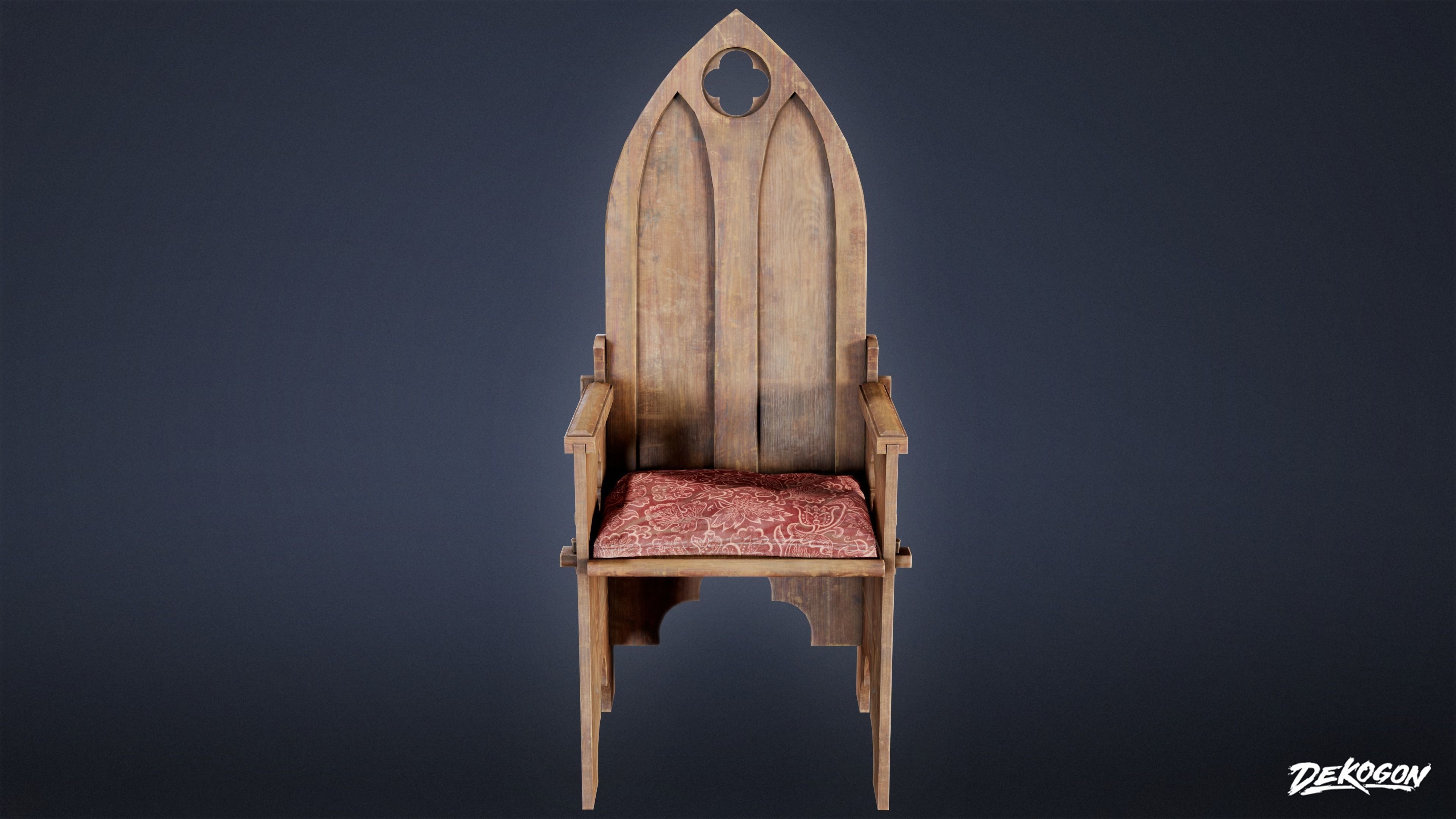 MEDIEVAL - Chair 07 - LOW POLY Low-poly 3D model_3
