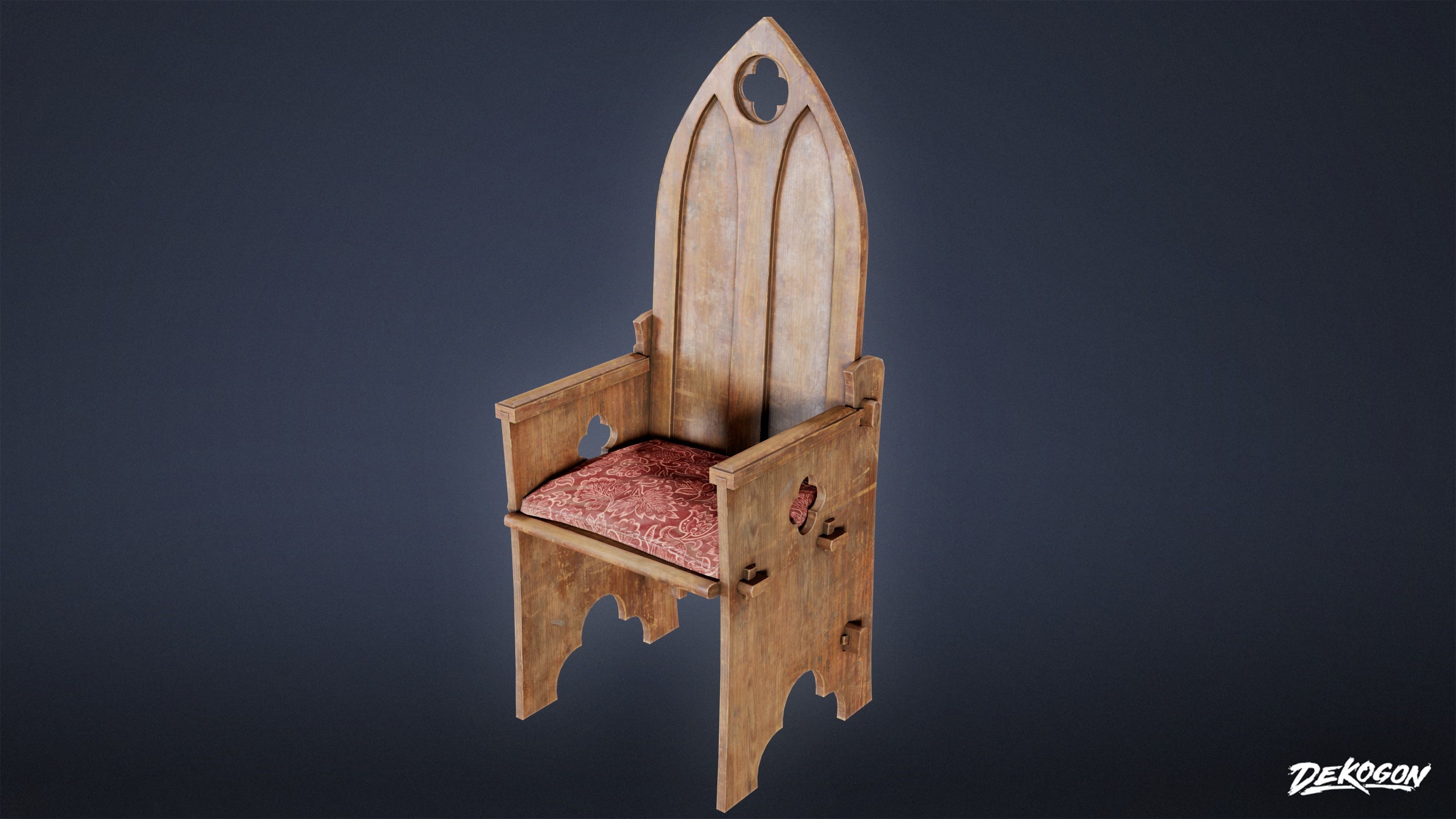 MEDIEVAL - Chair 07 - LOW POLY Low-poly 3D model_6