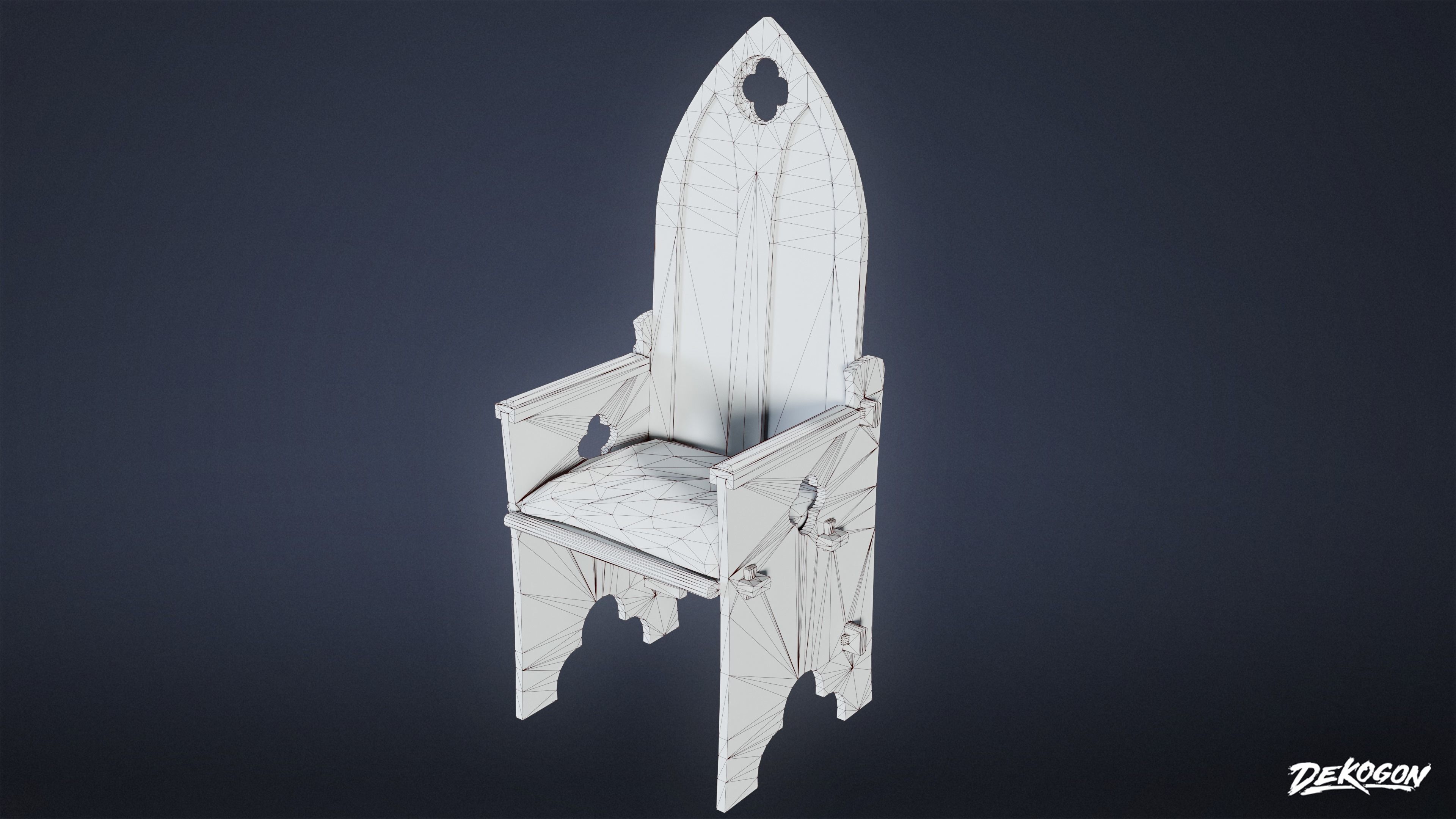 MEDIEVAL - Chair 07 - LOW POLY Low-poly 3D model_7