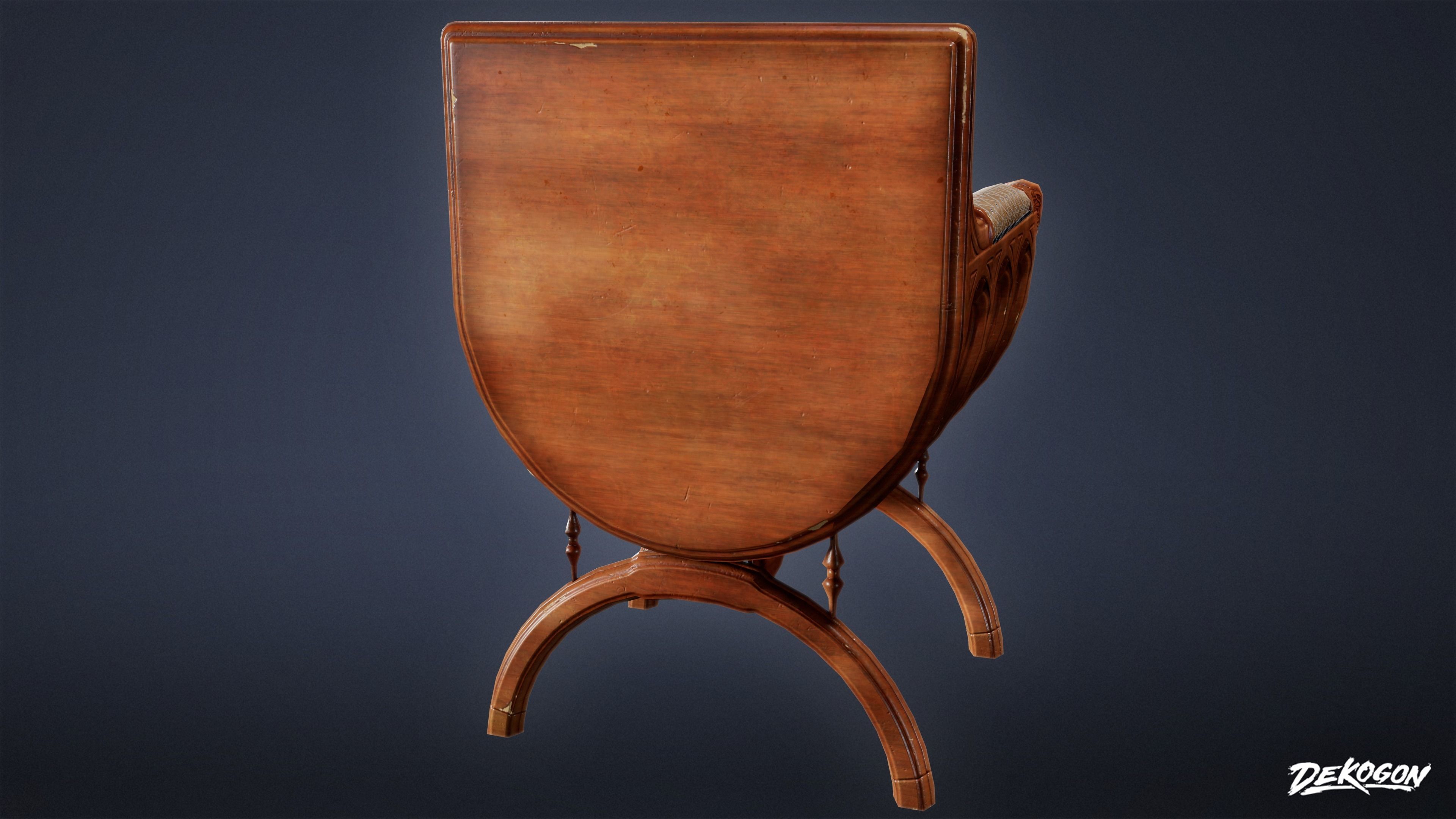 MEDIEVAL - Chair 09 - LOW POLY Low-poly 3D model_1