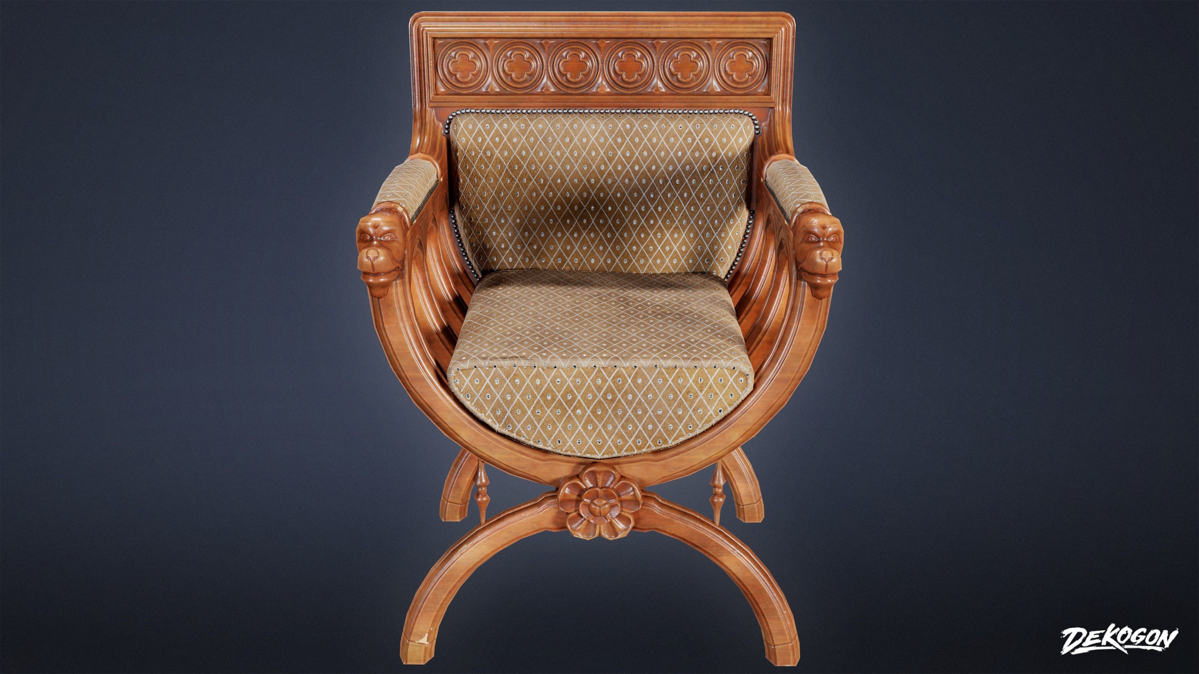 MEDIEVAL - Chair 09 - LOW POLY Low-poly 3D model_3