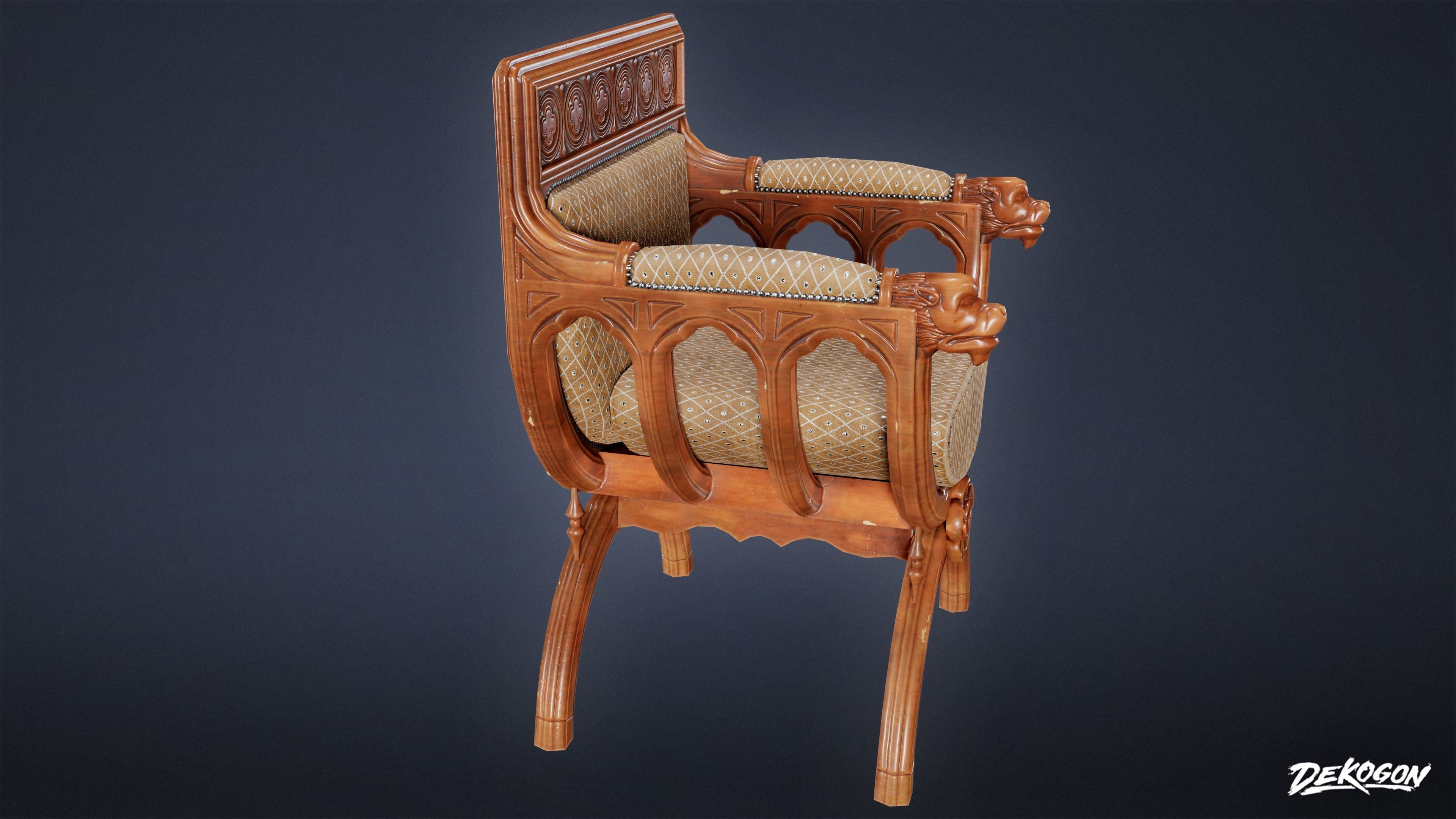 MEDIEVAL - Chair 09 - LOW POLY Low-poly 3D model_2