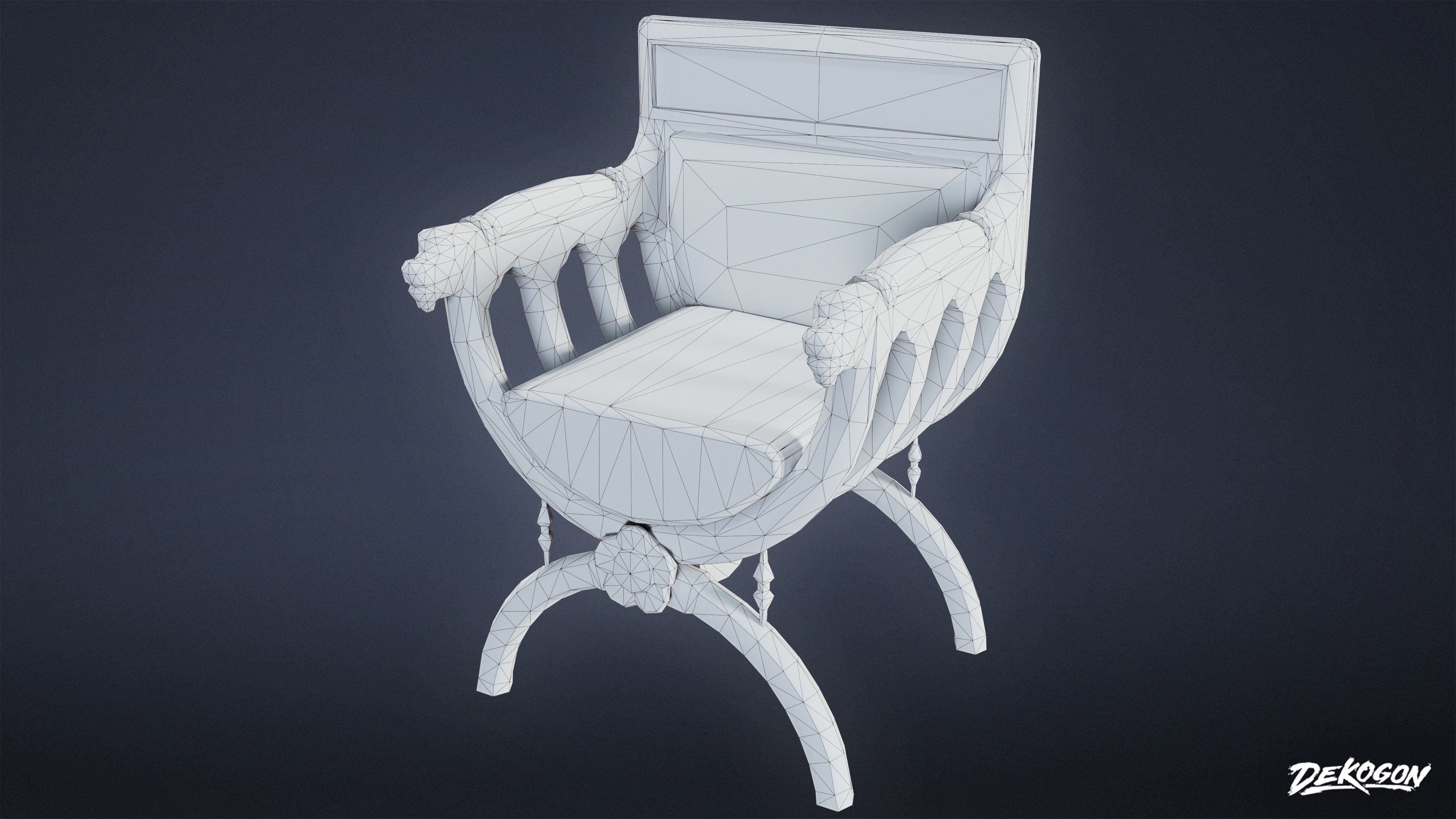 MEDIEVAL - Chair 09 - LOW POLY Low-poly 3D model_8
