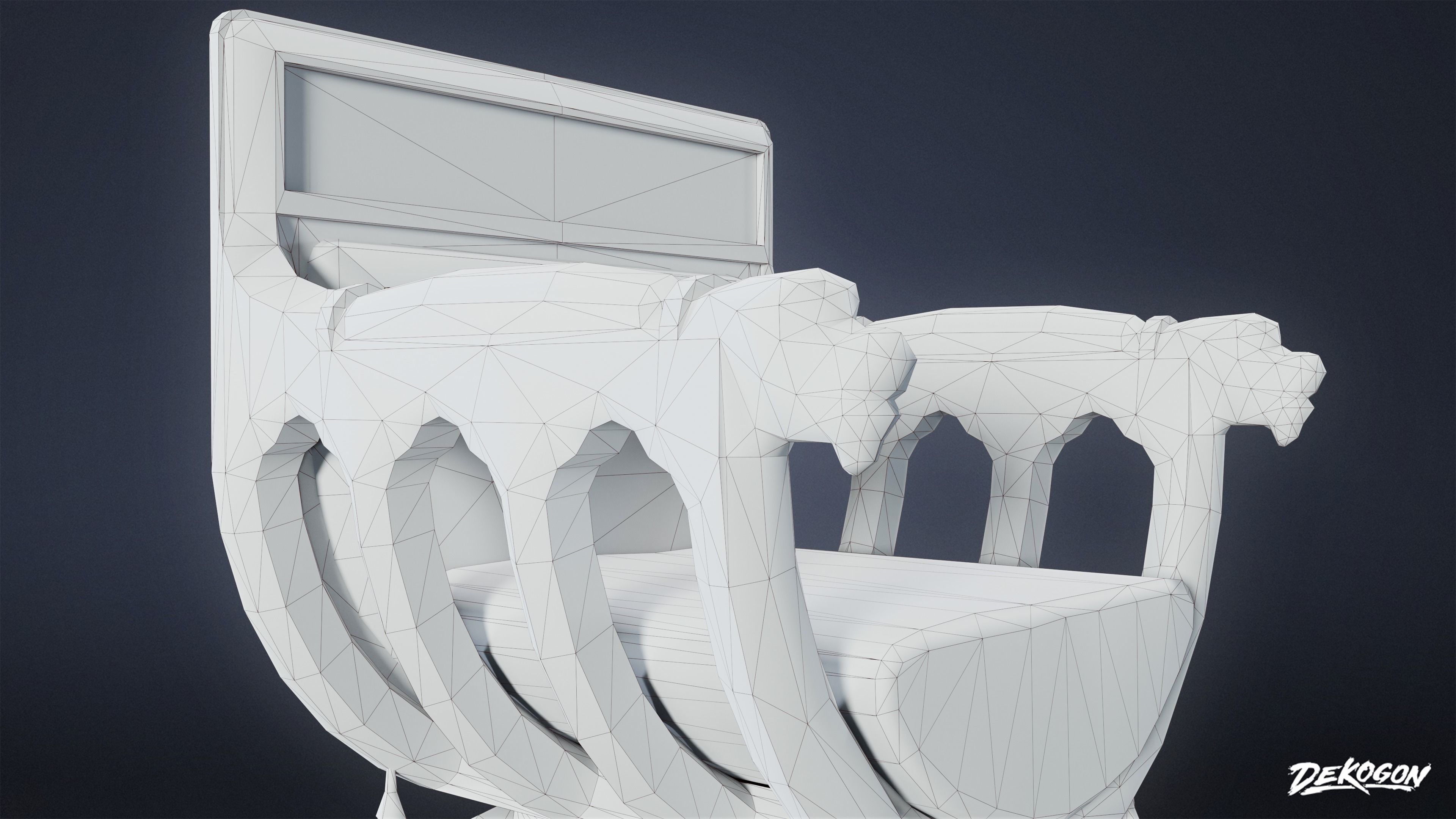 MEDIEVAL - Chair 09 - LOW POLY Low-poly 3D model_7