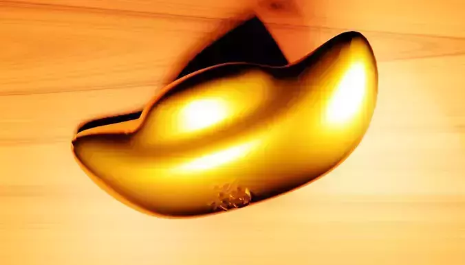 Emission gold ingot with animation Low-poly 3D model