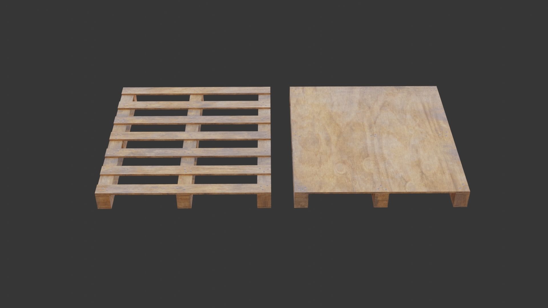 Wooden Pallets Low-poly 3D model_2