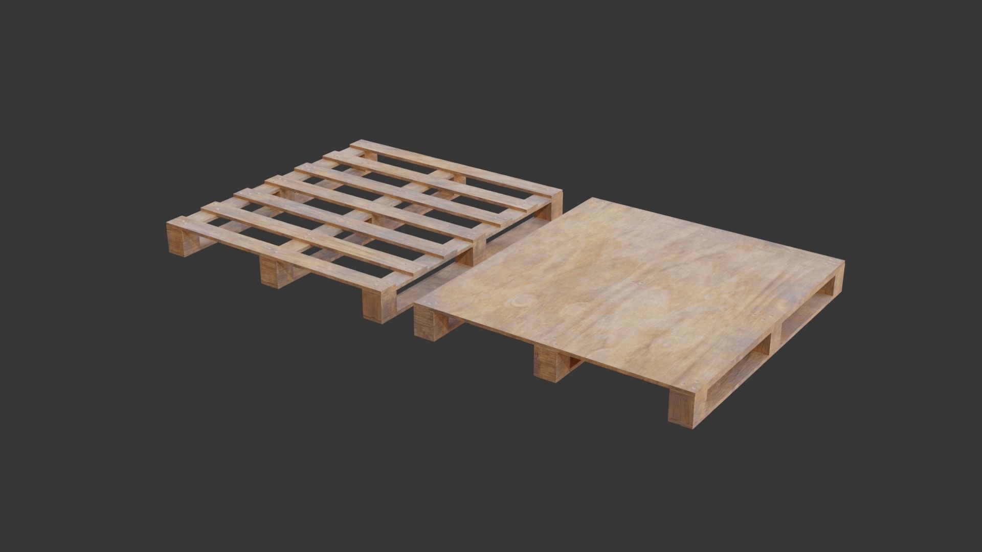 Wooden Pallets Low-poly 3D model_1
