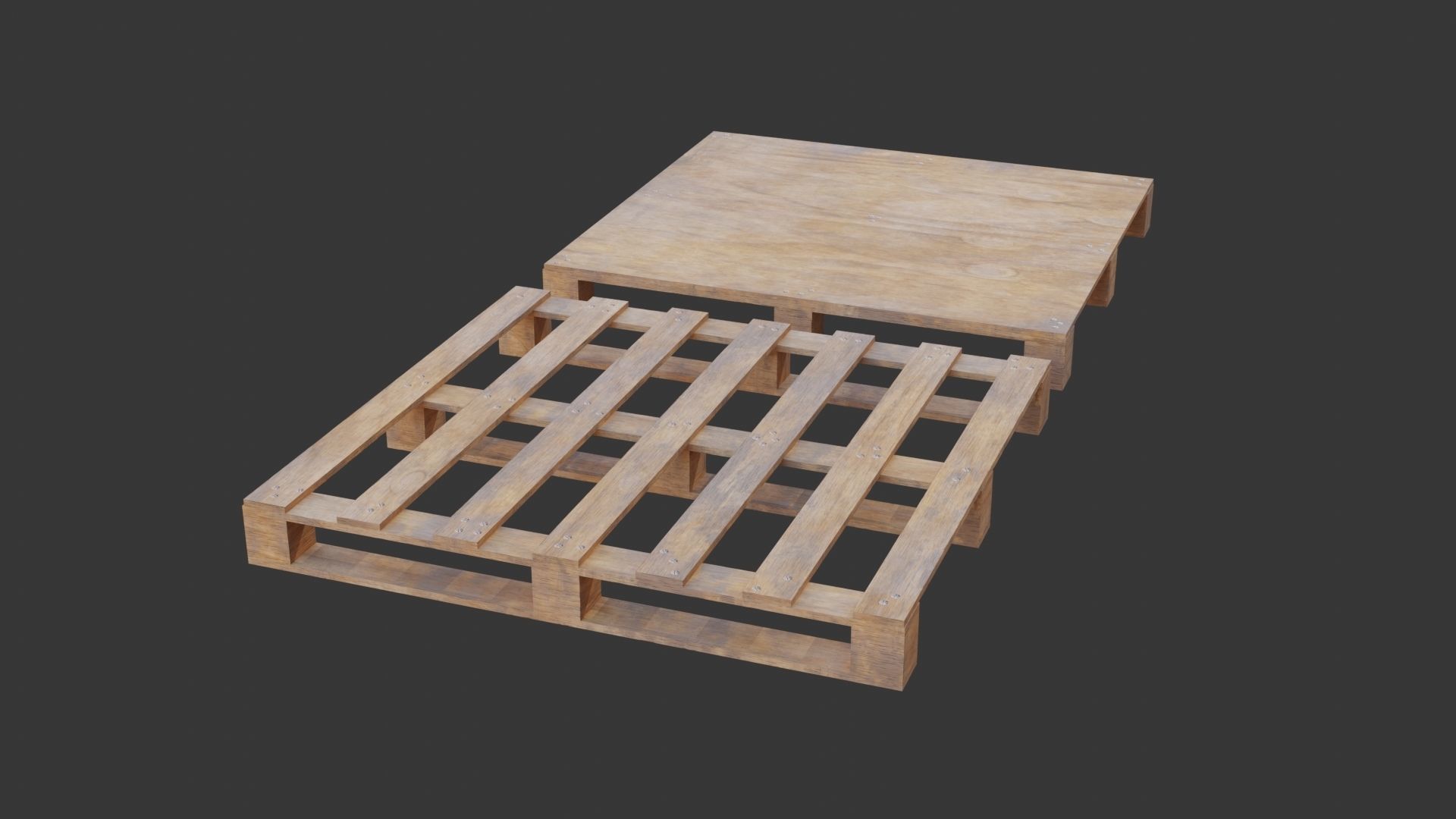 Wooden Pallets Low-poly 3D model_3