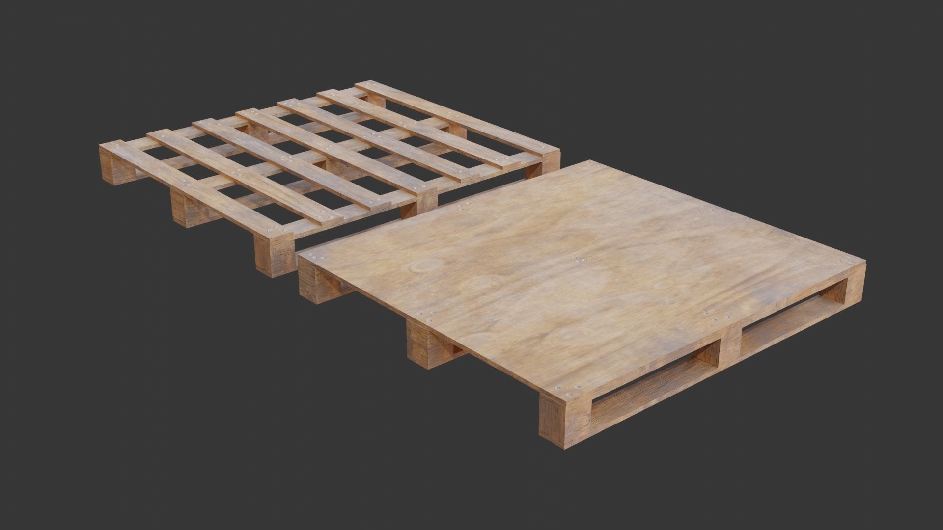 Wooden Pallets Low-poly 3D model_4
