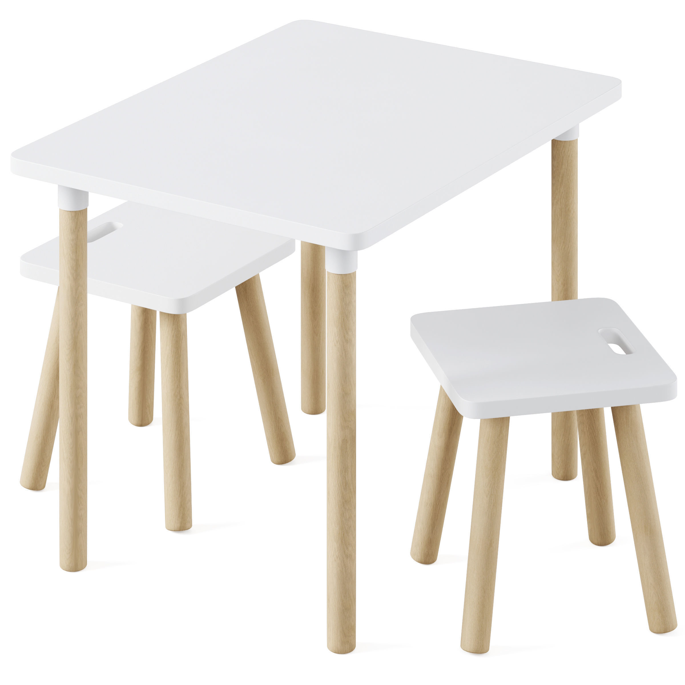 Tate Play Stools and Table by Pottery Barn Kids 3D model_1