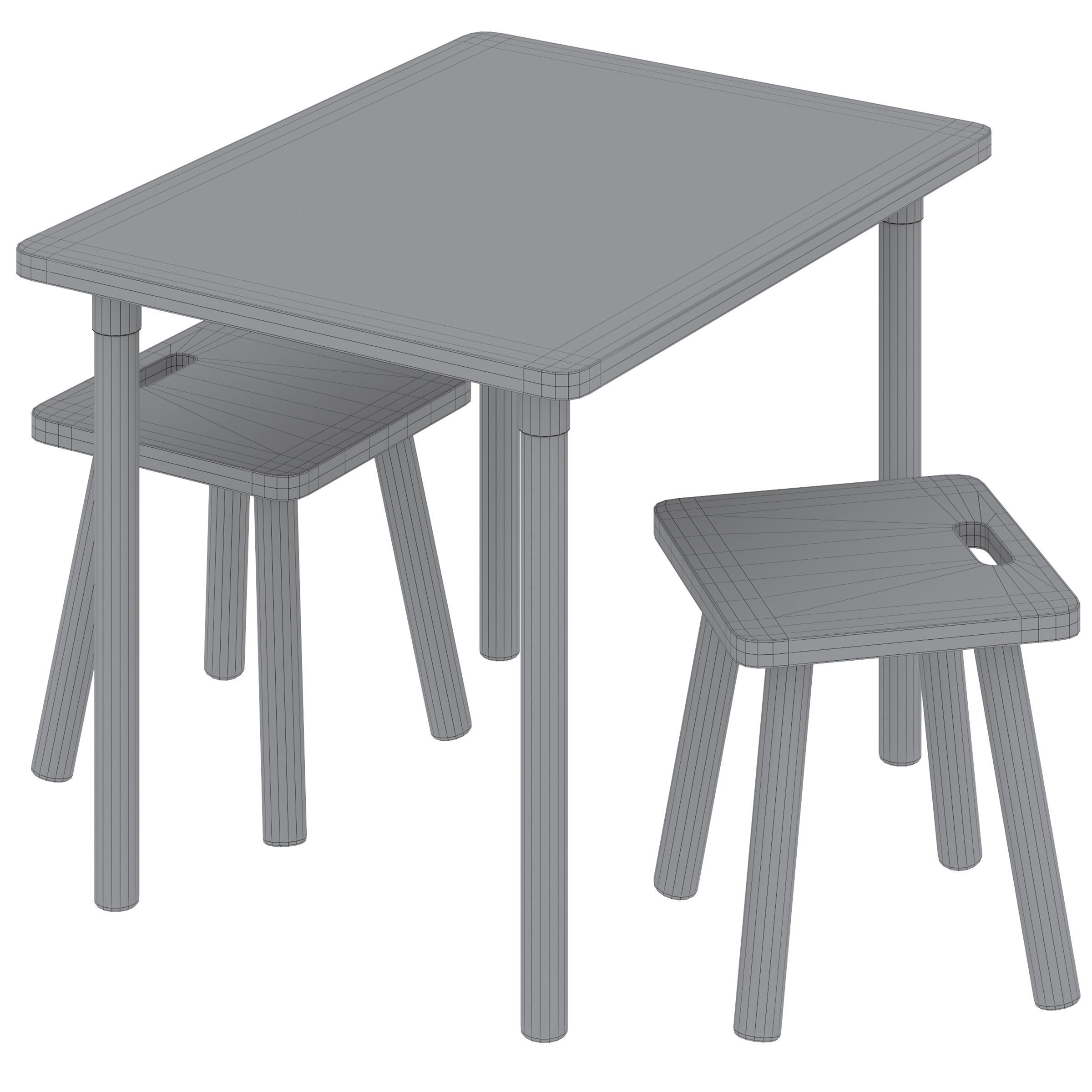 Tate Play Stools and Table by Pottery Barn Kids 3D model_2