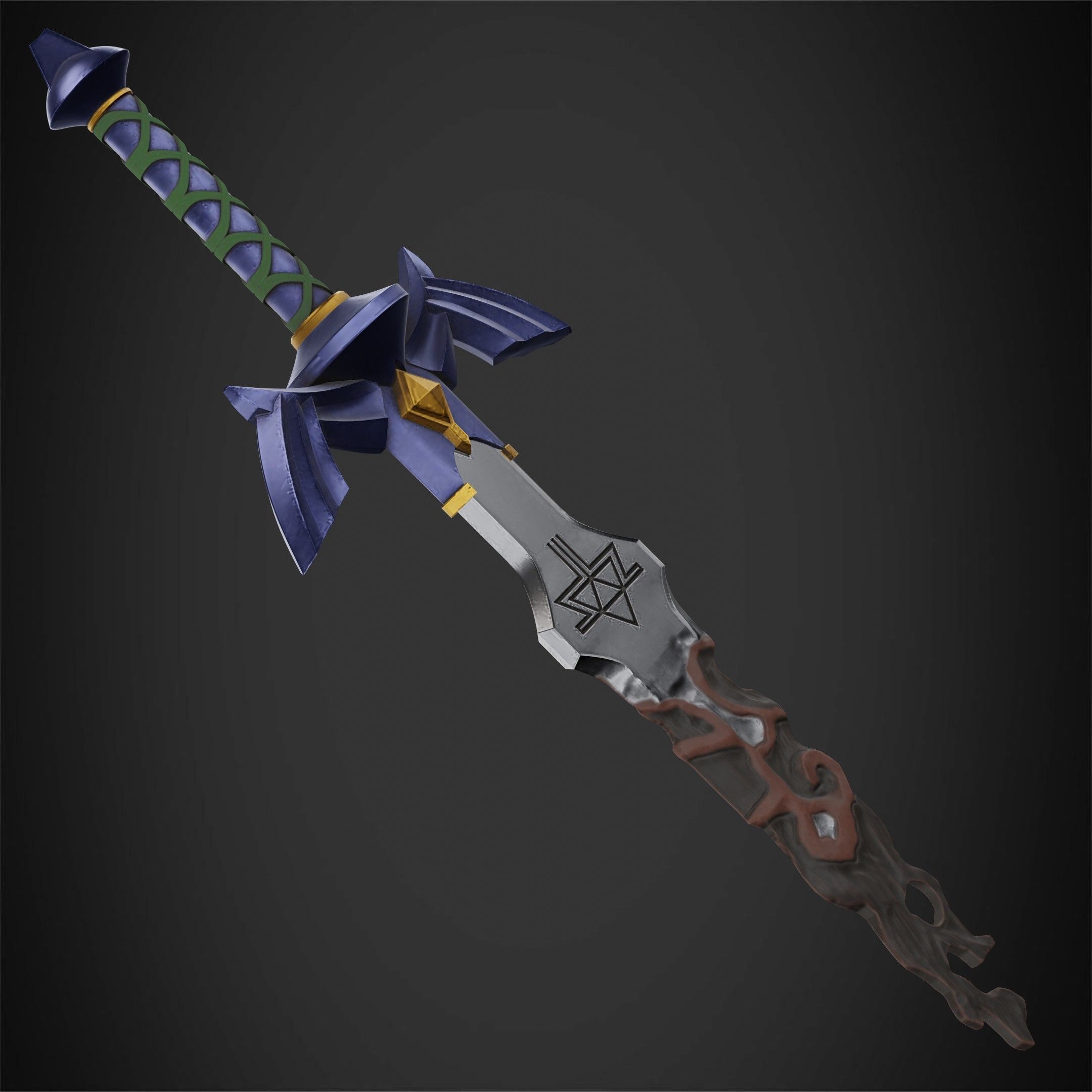 Zelda Tears of the Kingdom Link Cursed Master Sword for Cosplay 3D print model_10