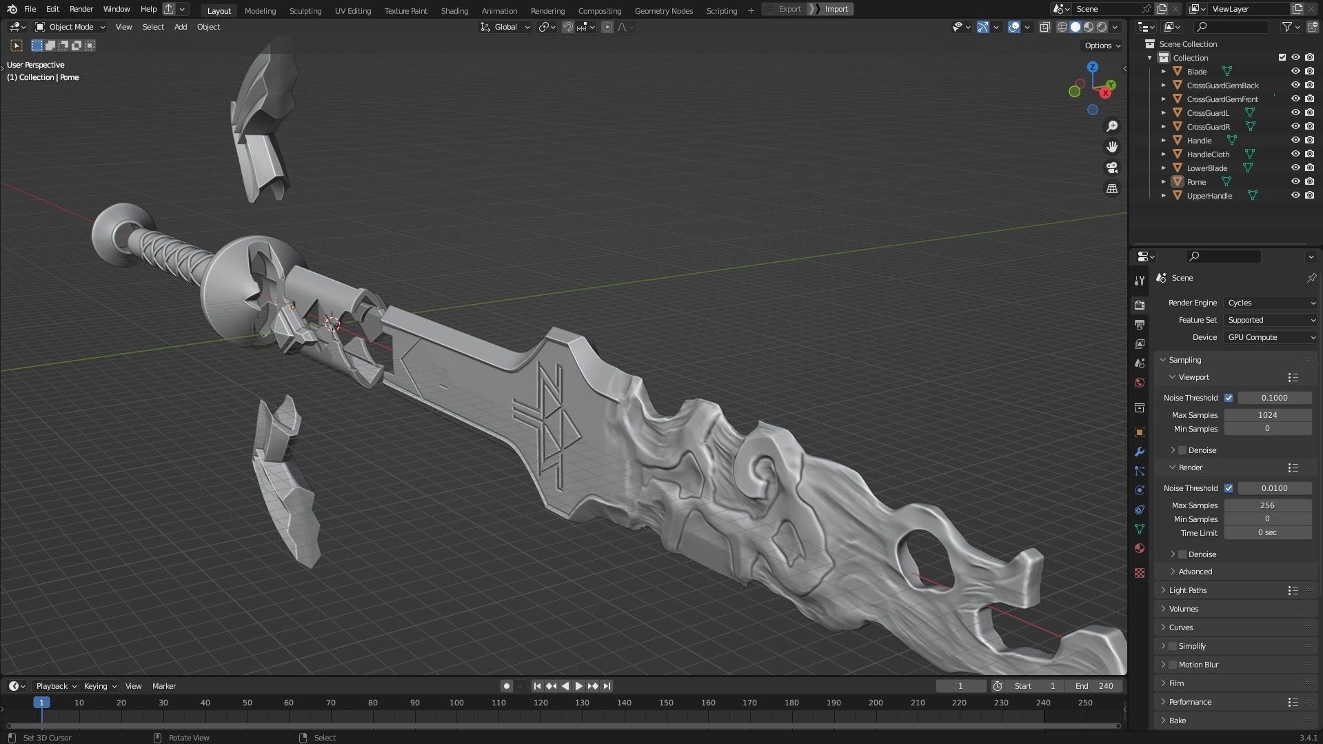 Zelda Tears of the Kingdom Link Cursed Master Sword for Cosplay 3D print model_12