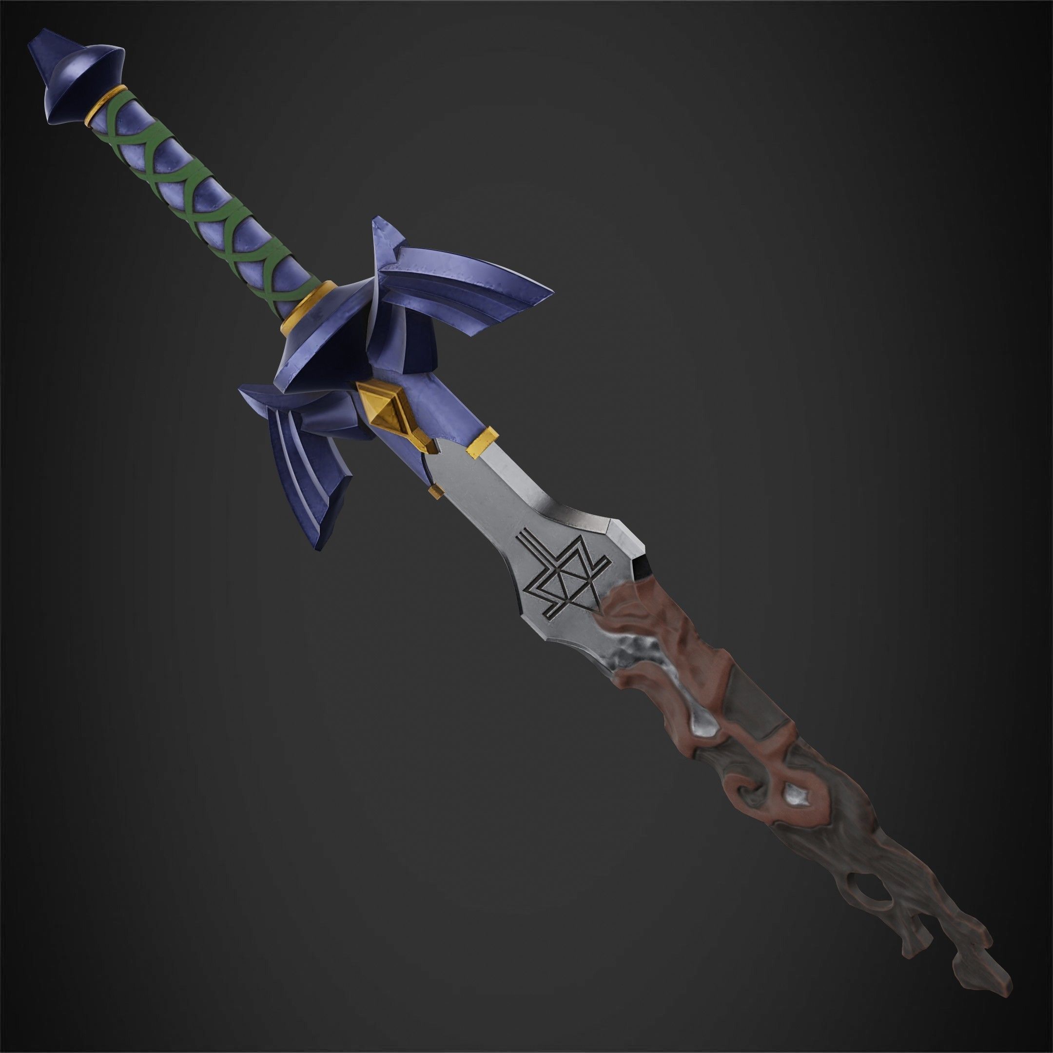 Zelda Tears of the Kingdom Link Cursed Master Sword for Cosplay 3D print model_8