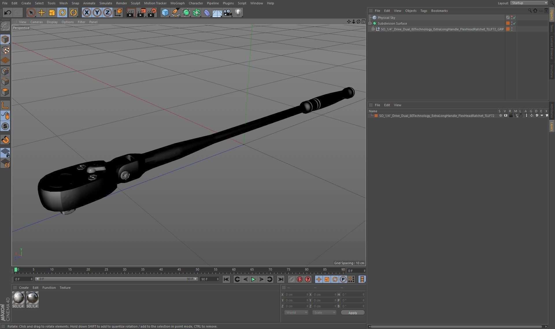 Extra Long Handle Flex Head Ratchet TLLF72 Low-poly 3D model_26