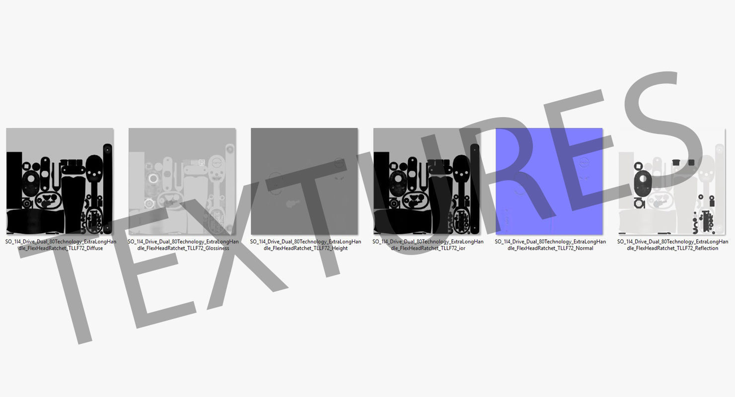 Extra Long Handle Flex Head Ratchet TLLF72 Low-poly 3D model_28