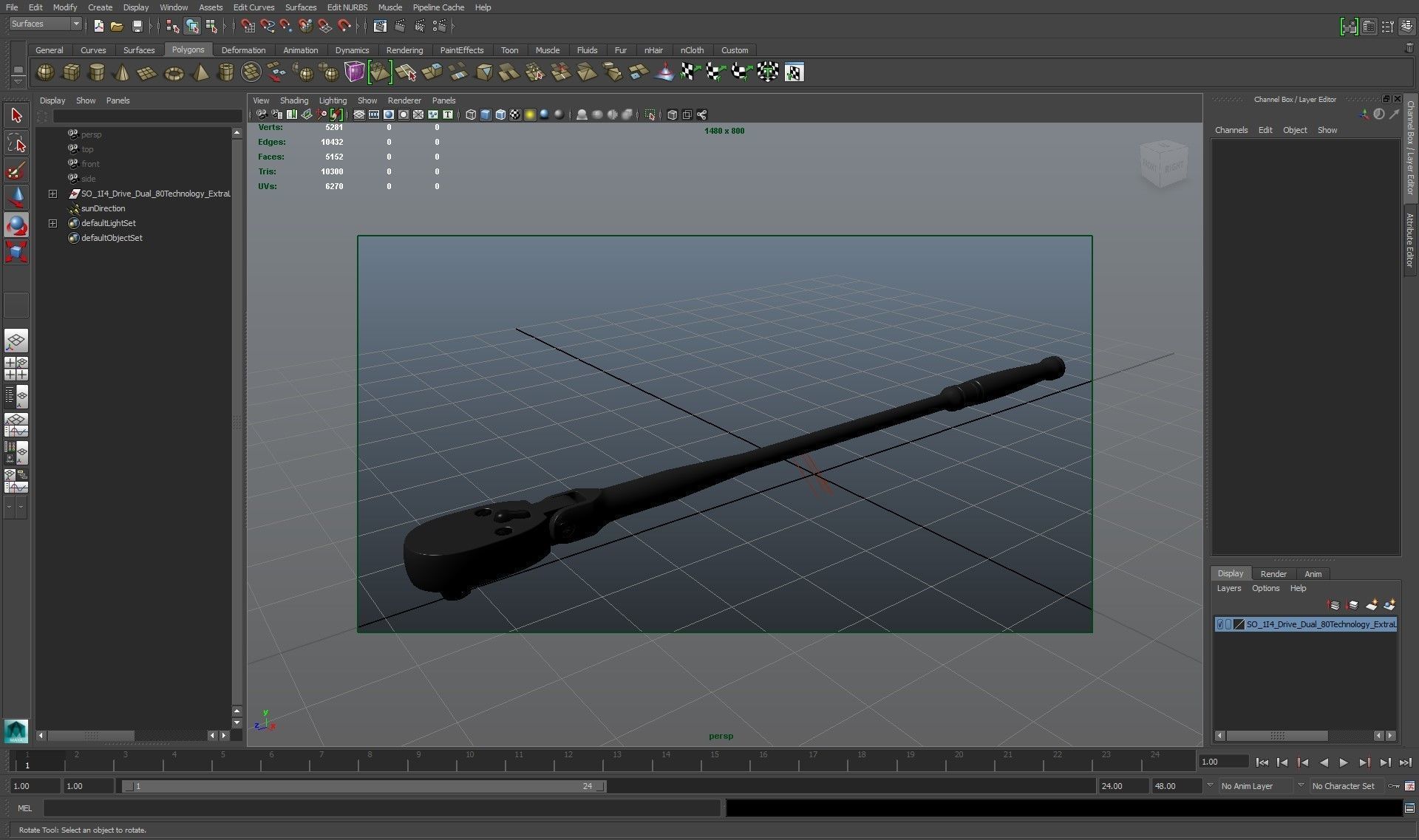 Extra Long Handle Flex Head Ratchet TLLF72 Low-poly 3D model_23