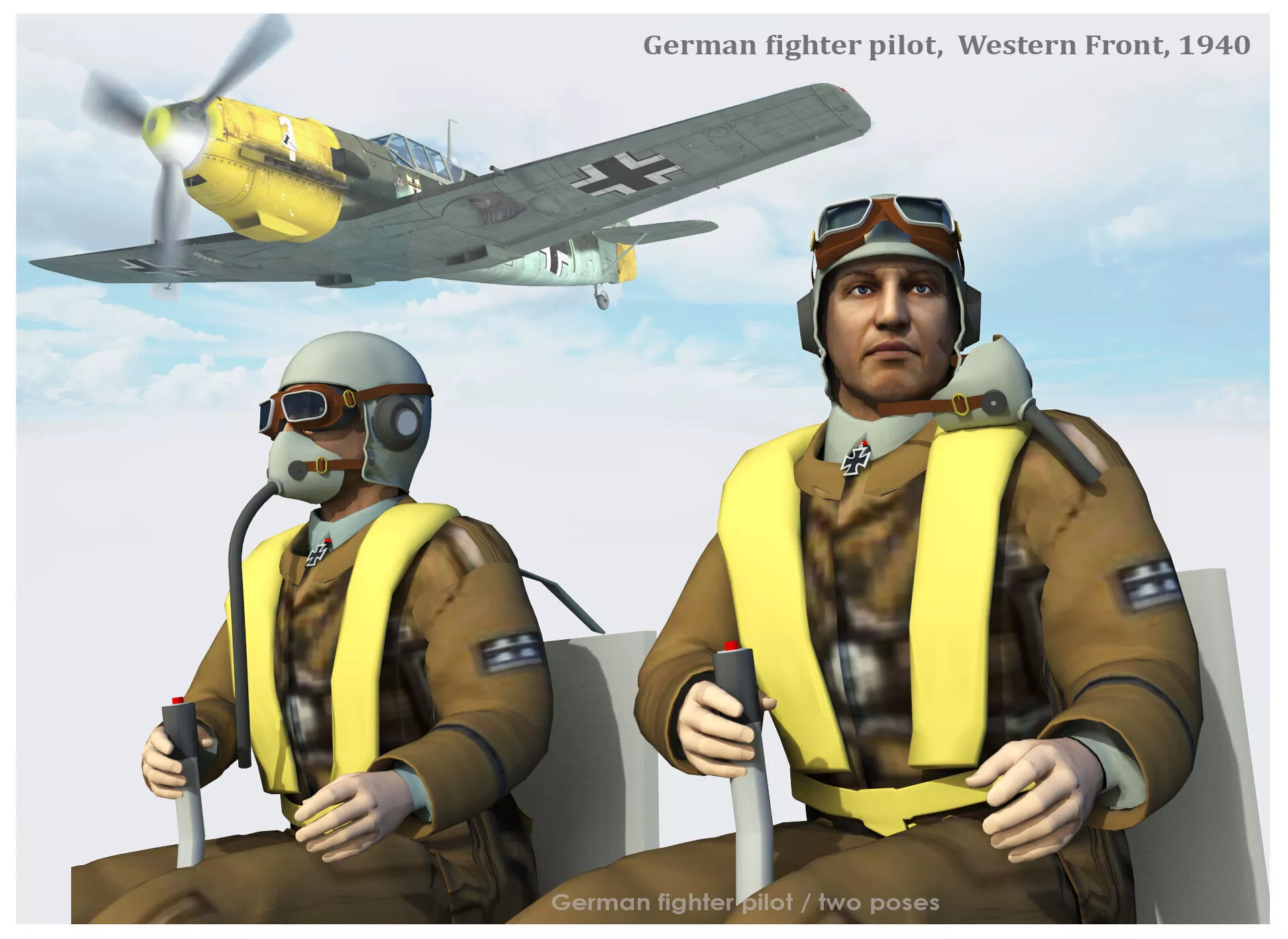 German fighter pilot ww II 3D model