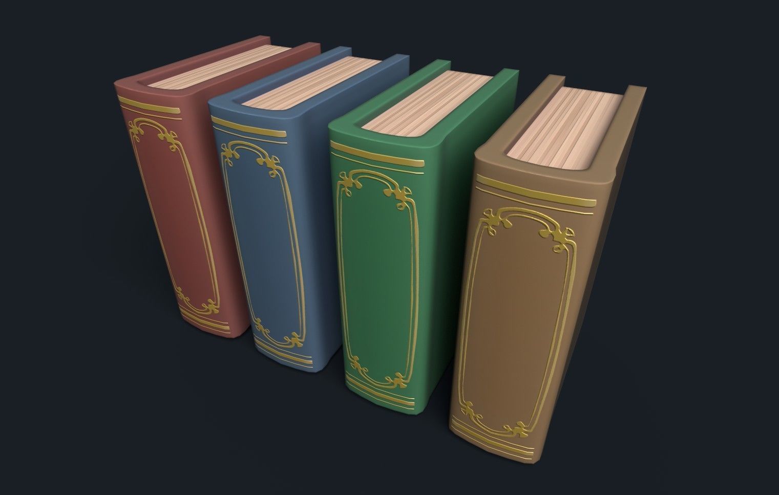 Low Poly Stylized Antique Books Low-poly 3D model_13