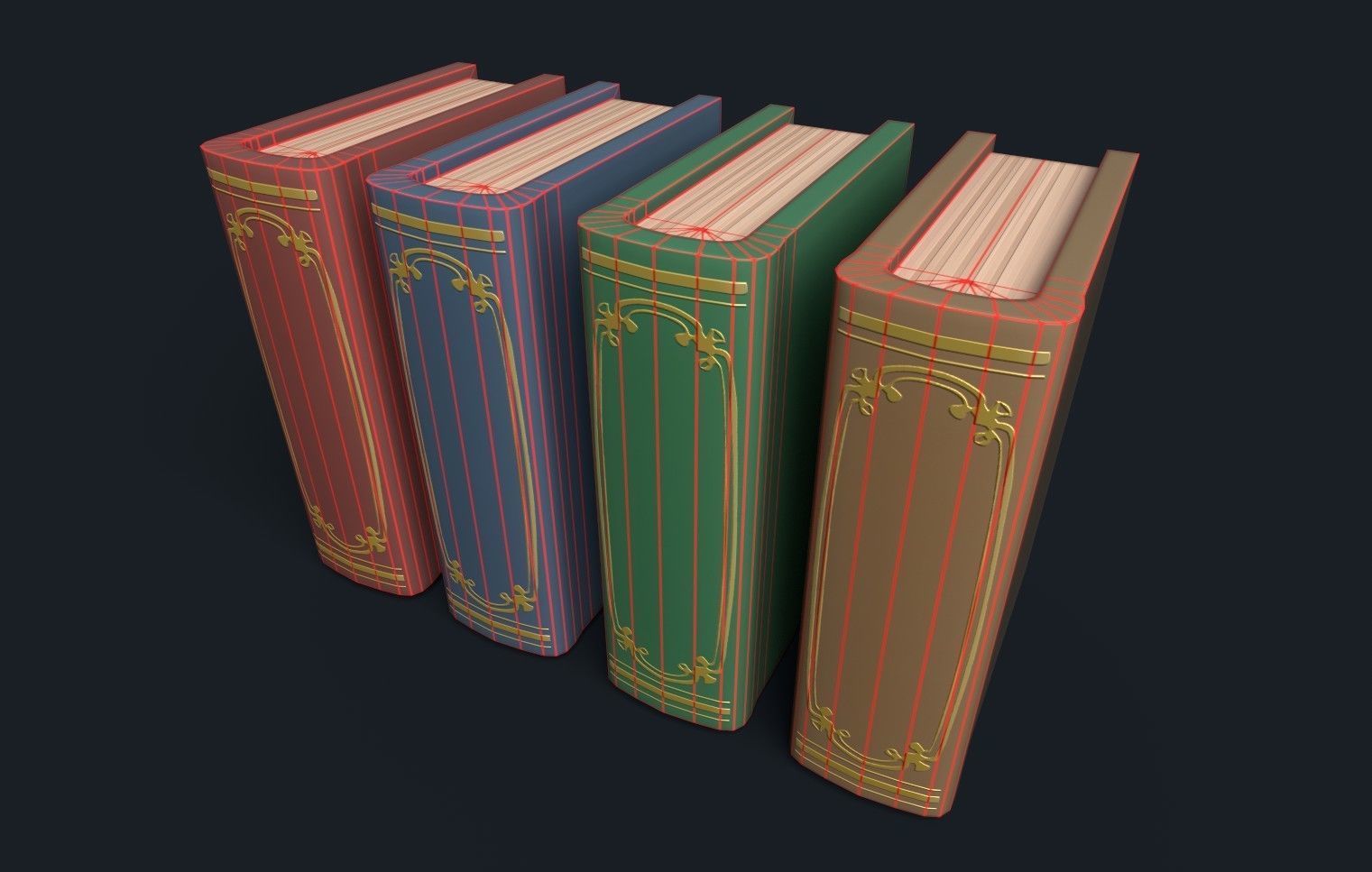 Low Poly Stylized Antique Books Low-poly 3D model_14