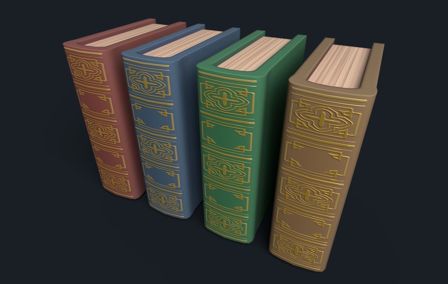 Low Poly Stylized Antique Books Low-poly 3D model_19