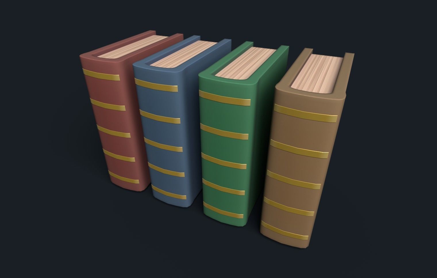 Low Poly Stylized Antique Books Low-poly 3D model_9