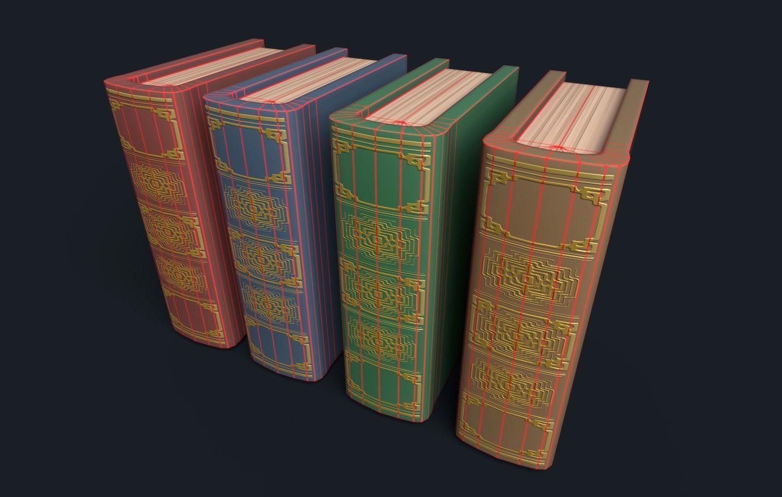 Low Poly Stylized Antique Books Low-poly 3D model_16