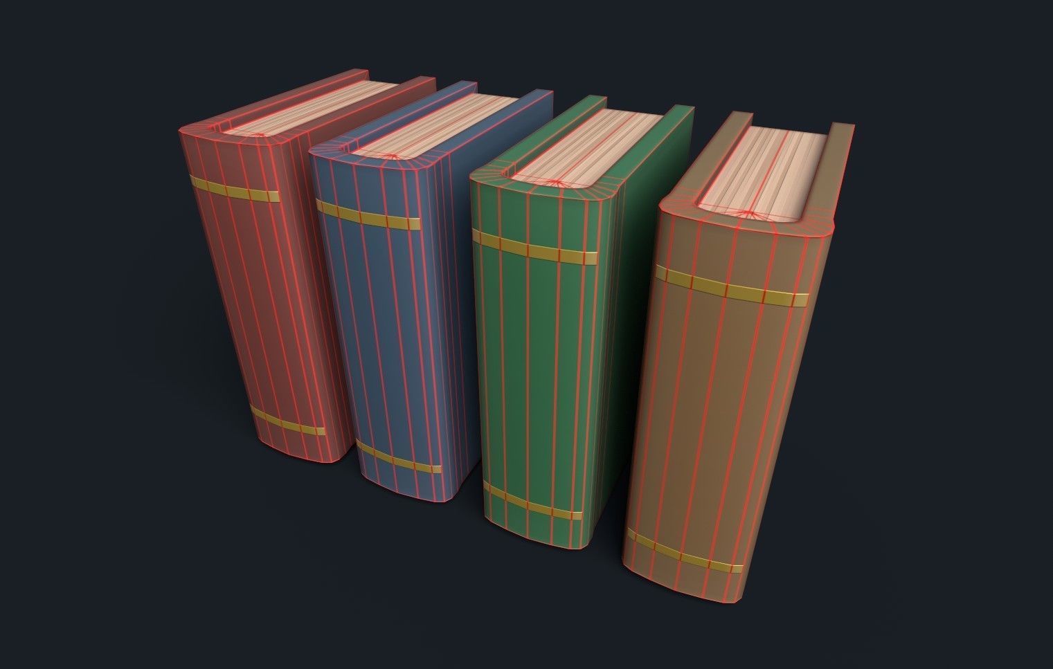 Low Poly Stylized Antique Books Low-poly 3D model_8