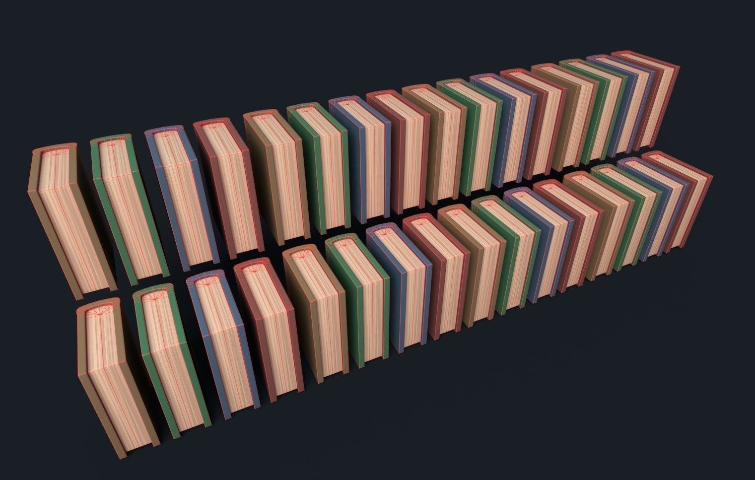 Low Poly Stylized Antique Books Low-poly 3D model_4