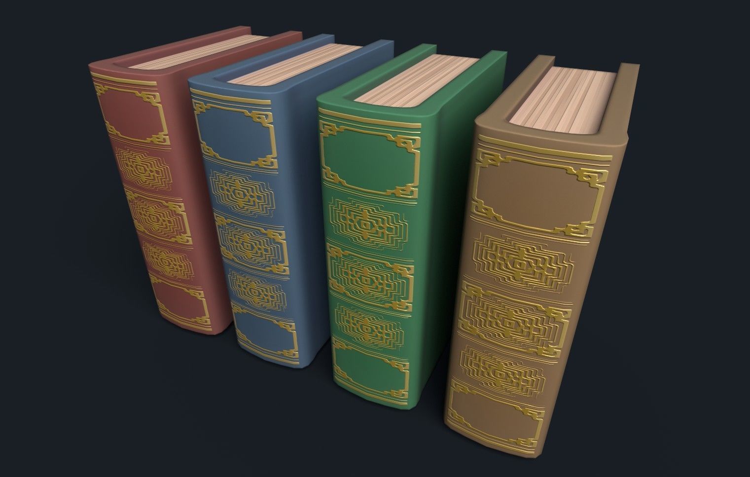 Low Poly Stylized Antique Books Low-poly 3D model_17