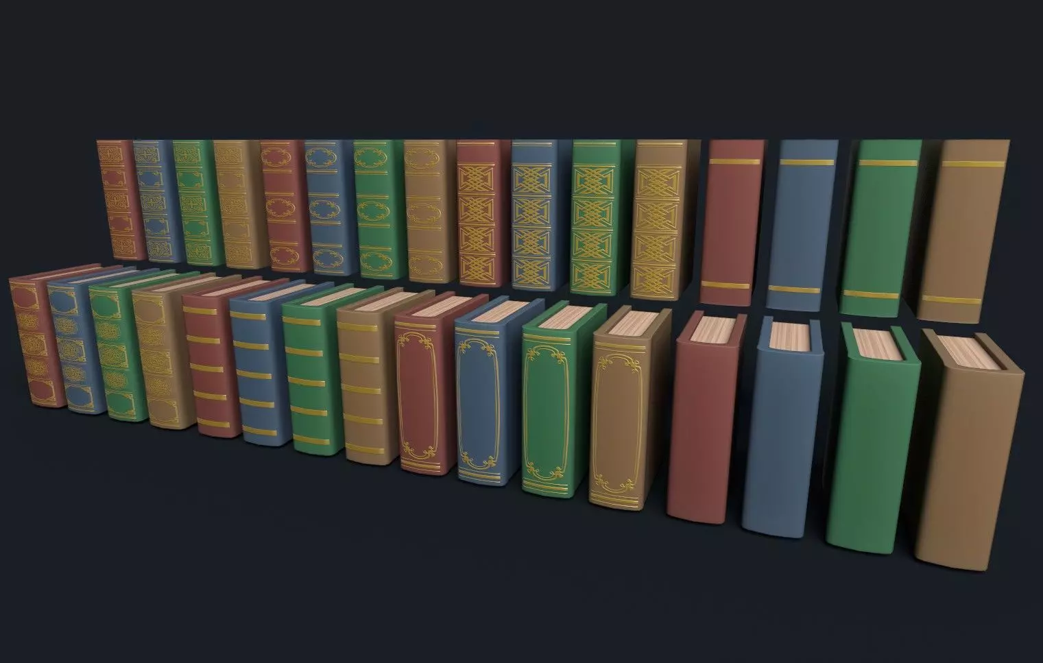 Low Poly Stylized Antique Books Low-poly 3D model_0