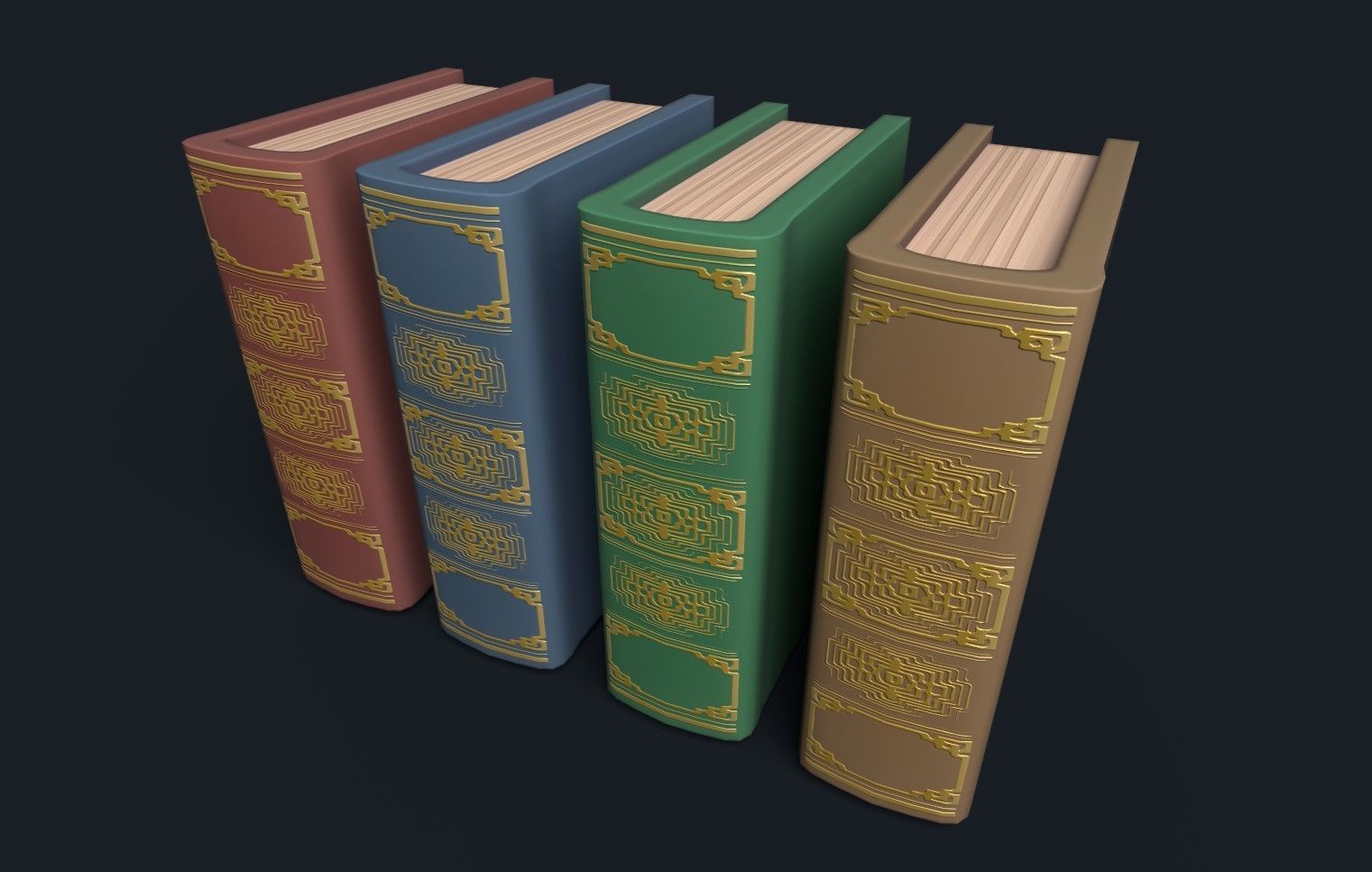 Low Poly Stylized Antique Books Low-poly 3D model_15