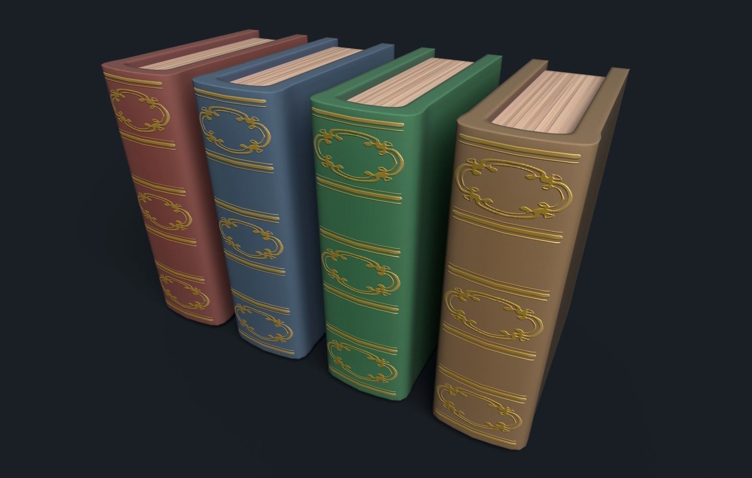 Low Poly Stylized Antique Books Low-poly 3D model_11