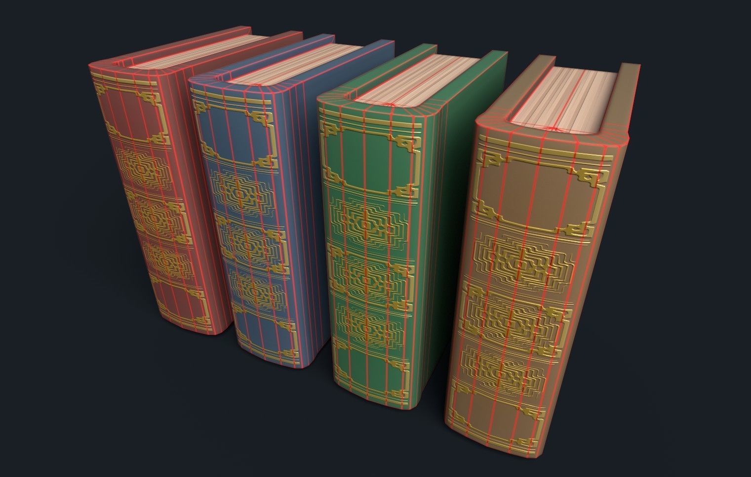 Low Poly Stylized Antique Books Low-poly 3D model_18