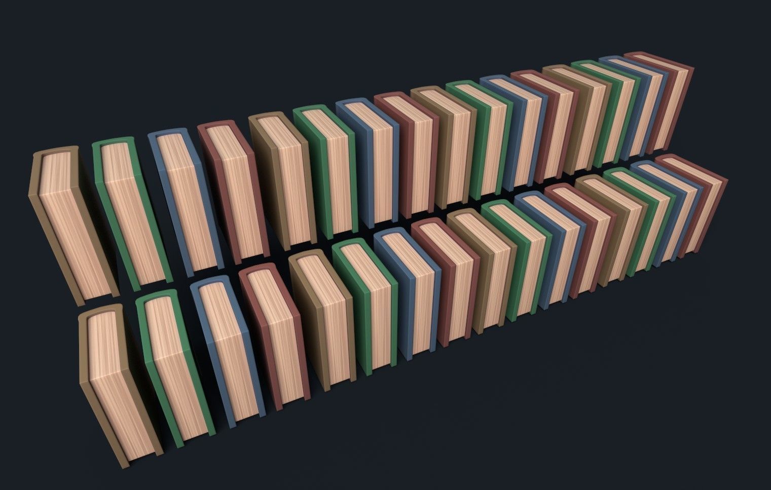 Low Poly Stylized Antique Books Low-poly 3D model_3
