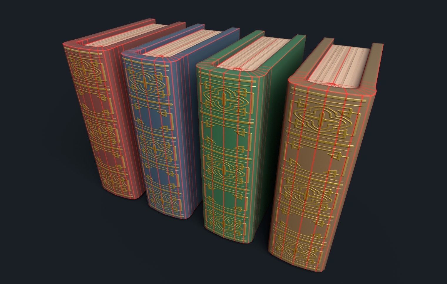 Low Poly Stylized Antique Books Low-poly 3D model_20