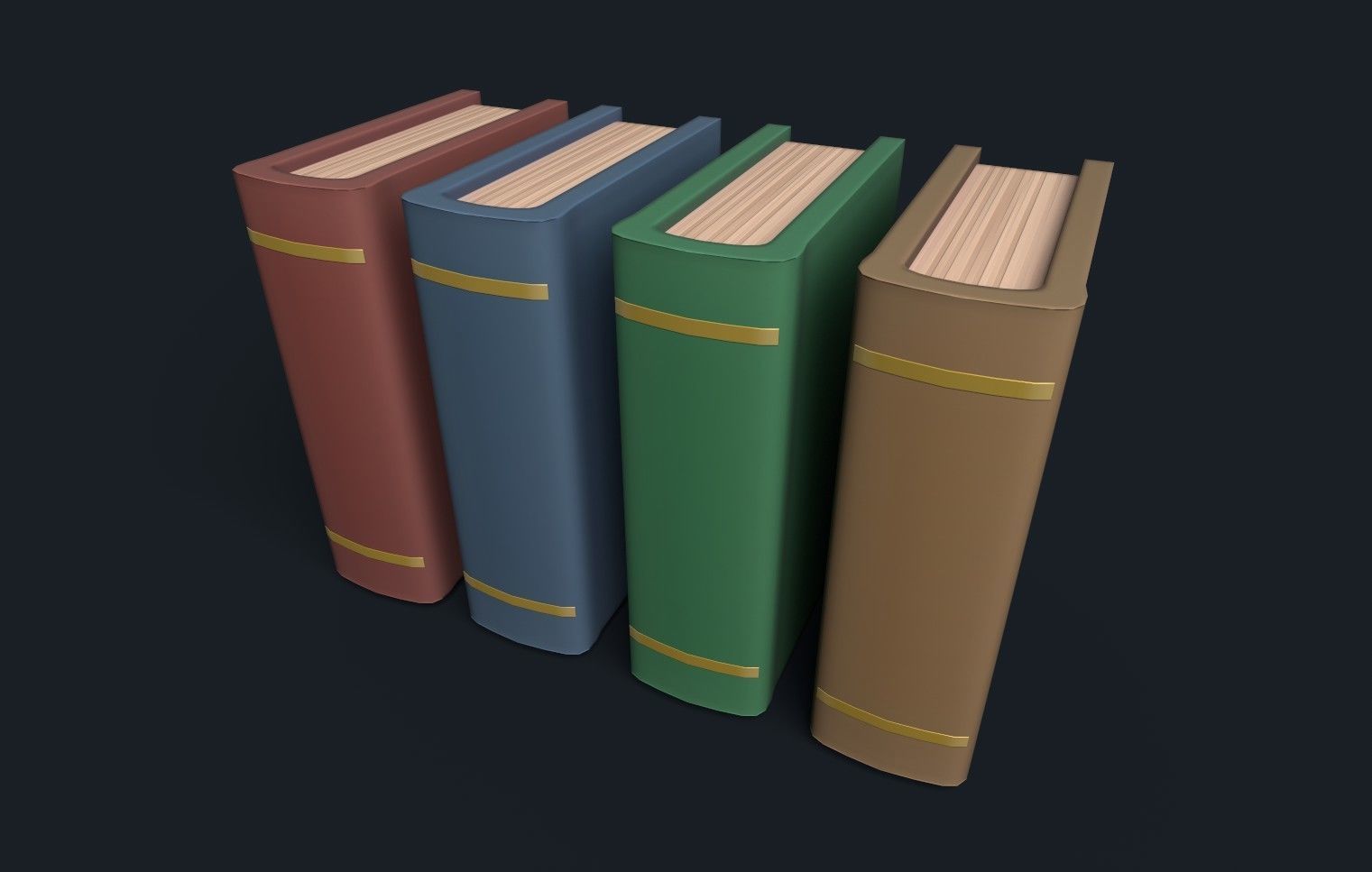 Low Poly Stylized Antique Books Low-poly 3D model_7