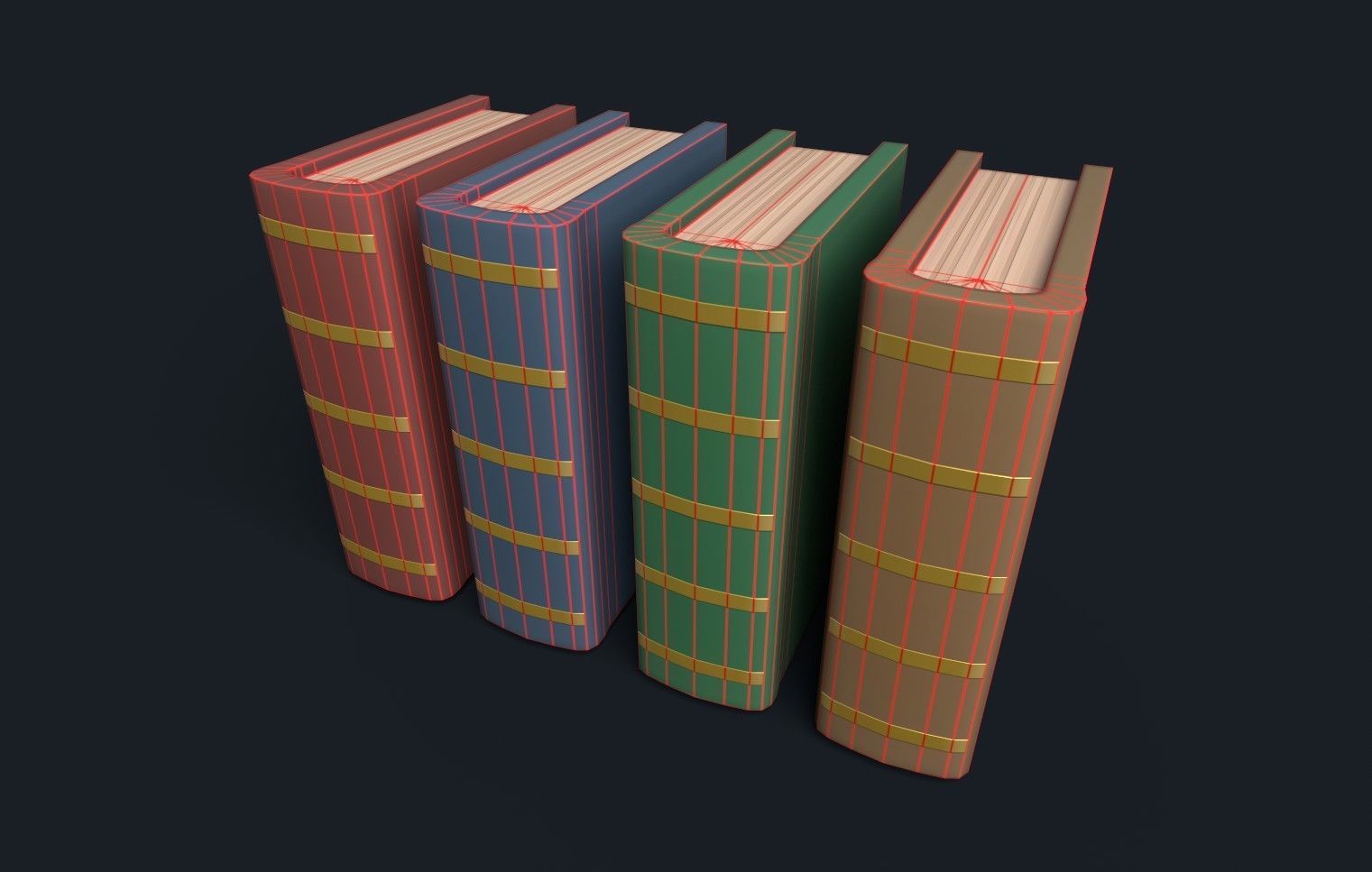 Low Poly Stylized Antique Books Low-poly 3D model_10