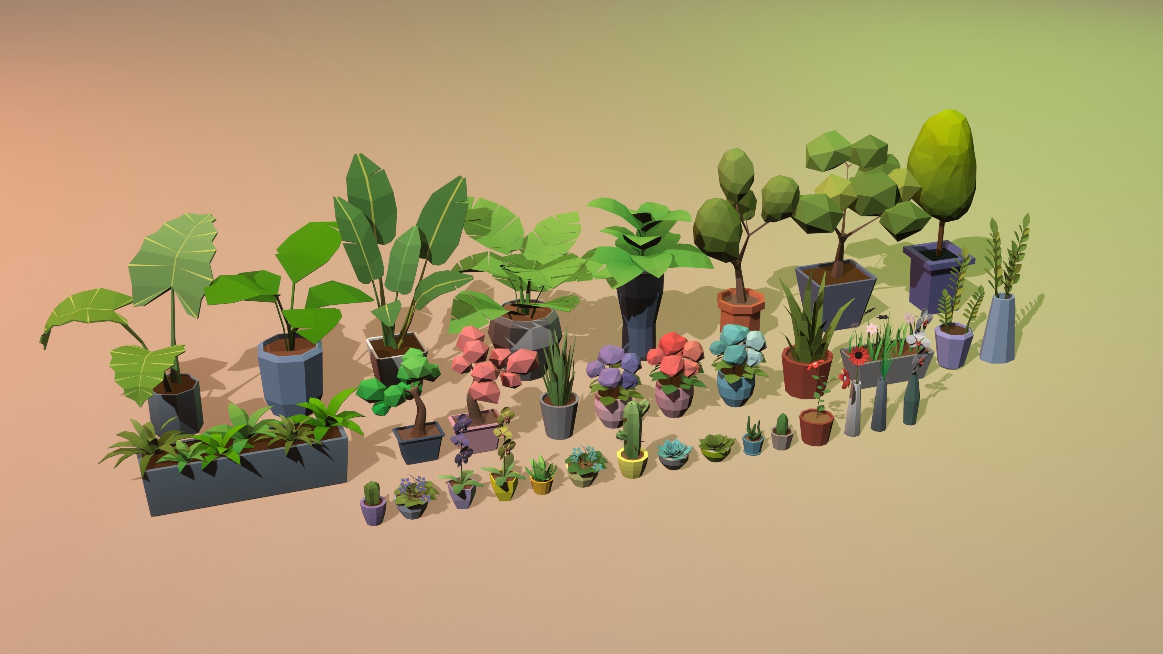 Low Poly Plants for Interior Low-poly 3D model_2