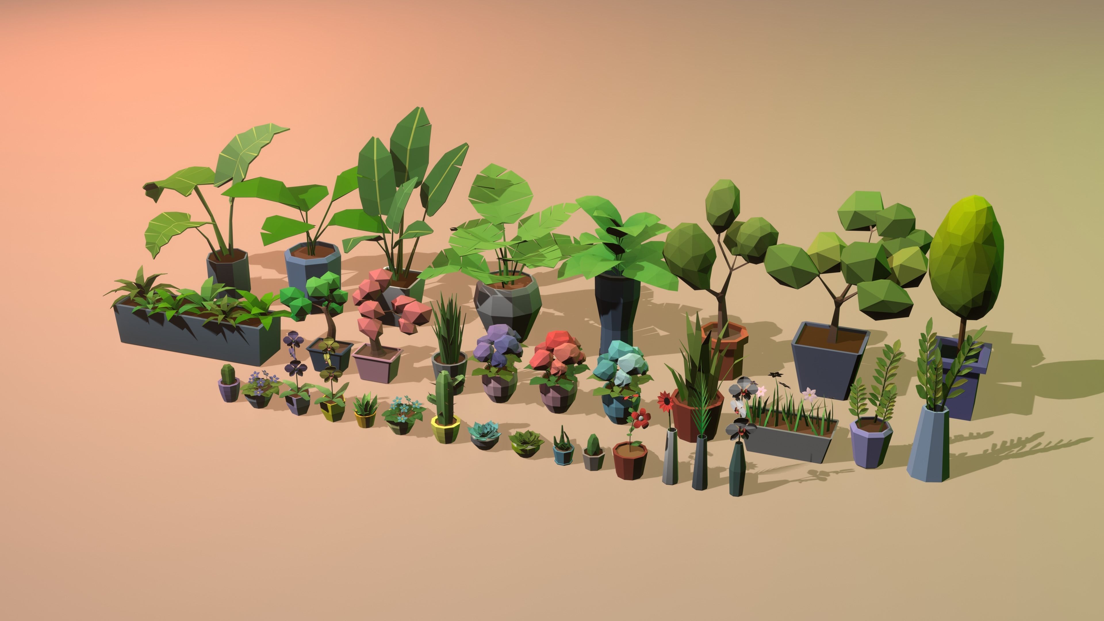 Low Poly Plants for Interior Low-poly 3D model_3