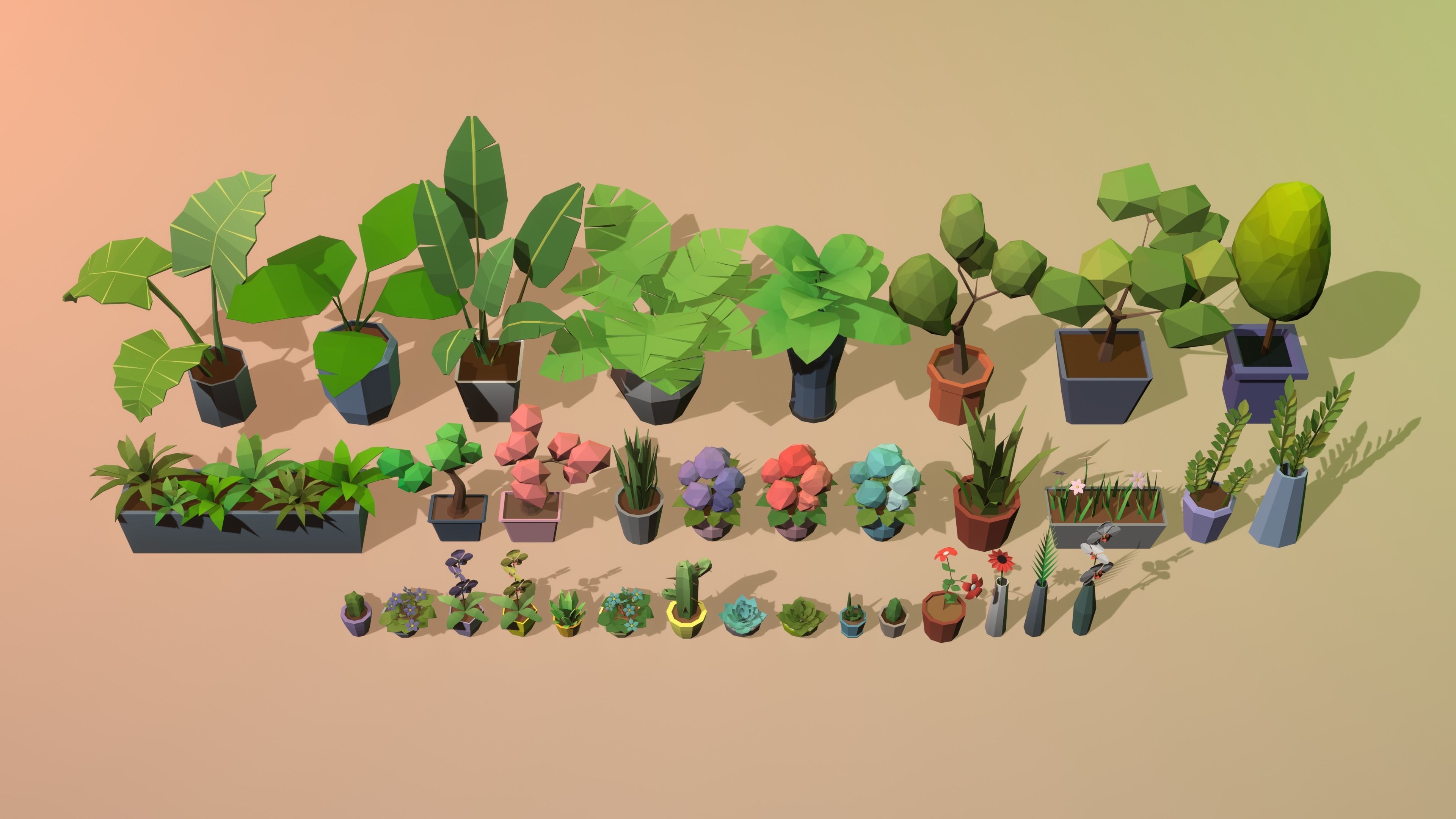 Low Poly Plants for Interior Low-poly 3D model_1