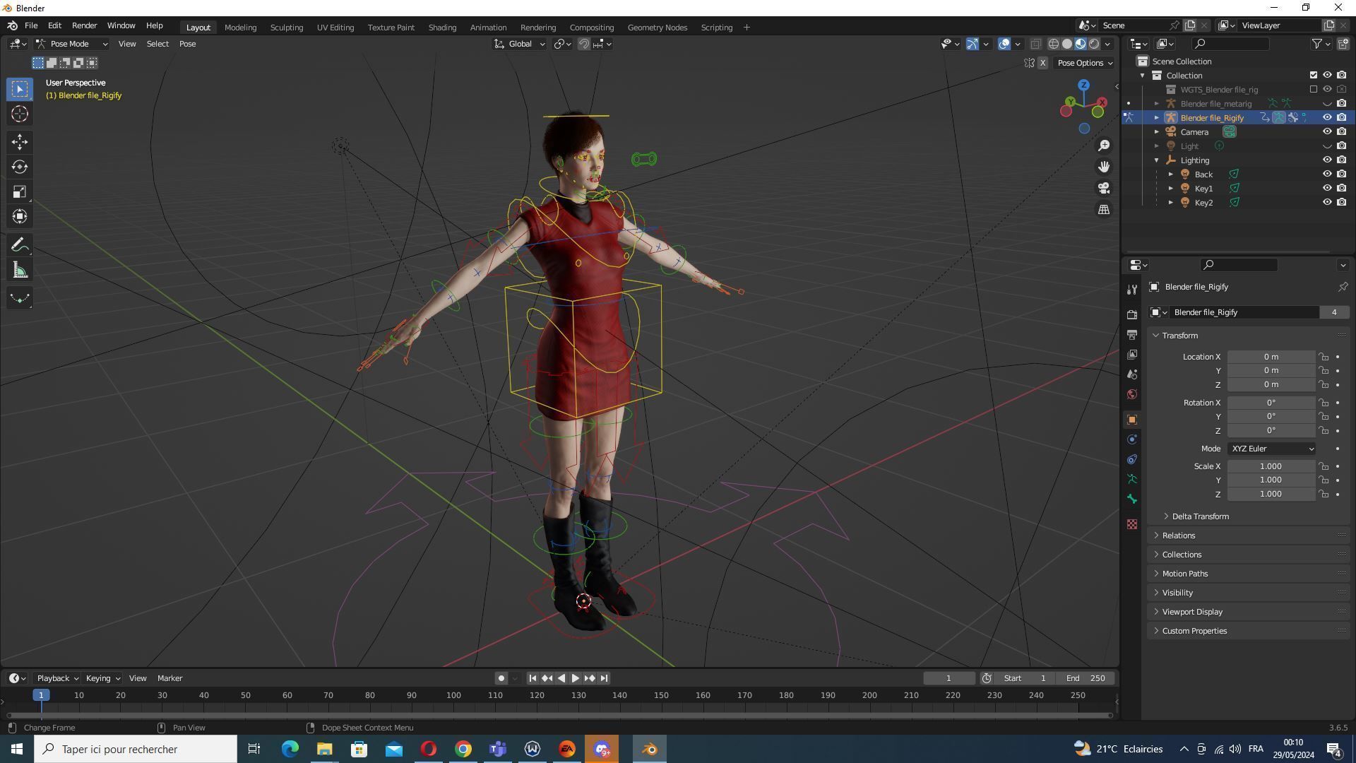 Mariya - Realistic Women With Red Dress  Low-poly 3D model_19