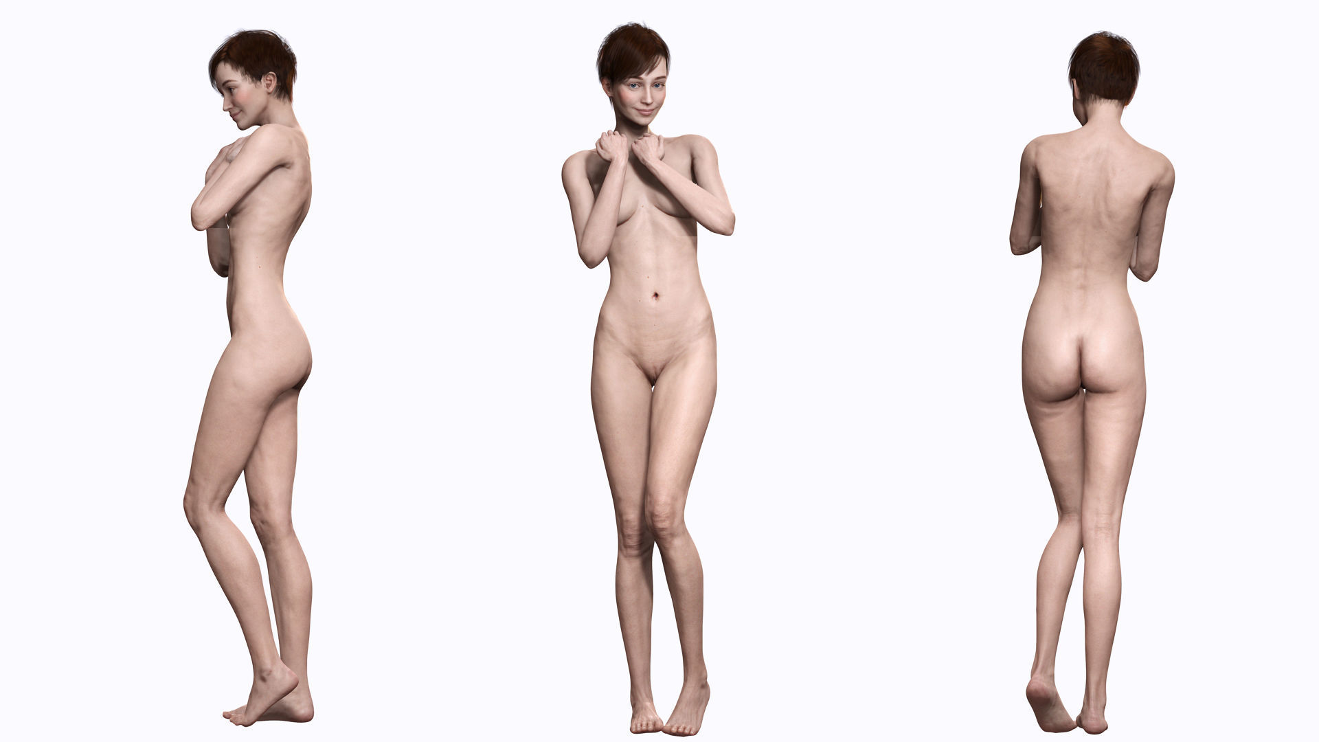 Mariya - Realistic Women With Red Dress  Low-poly 3D model_4