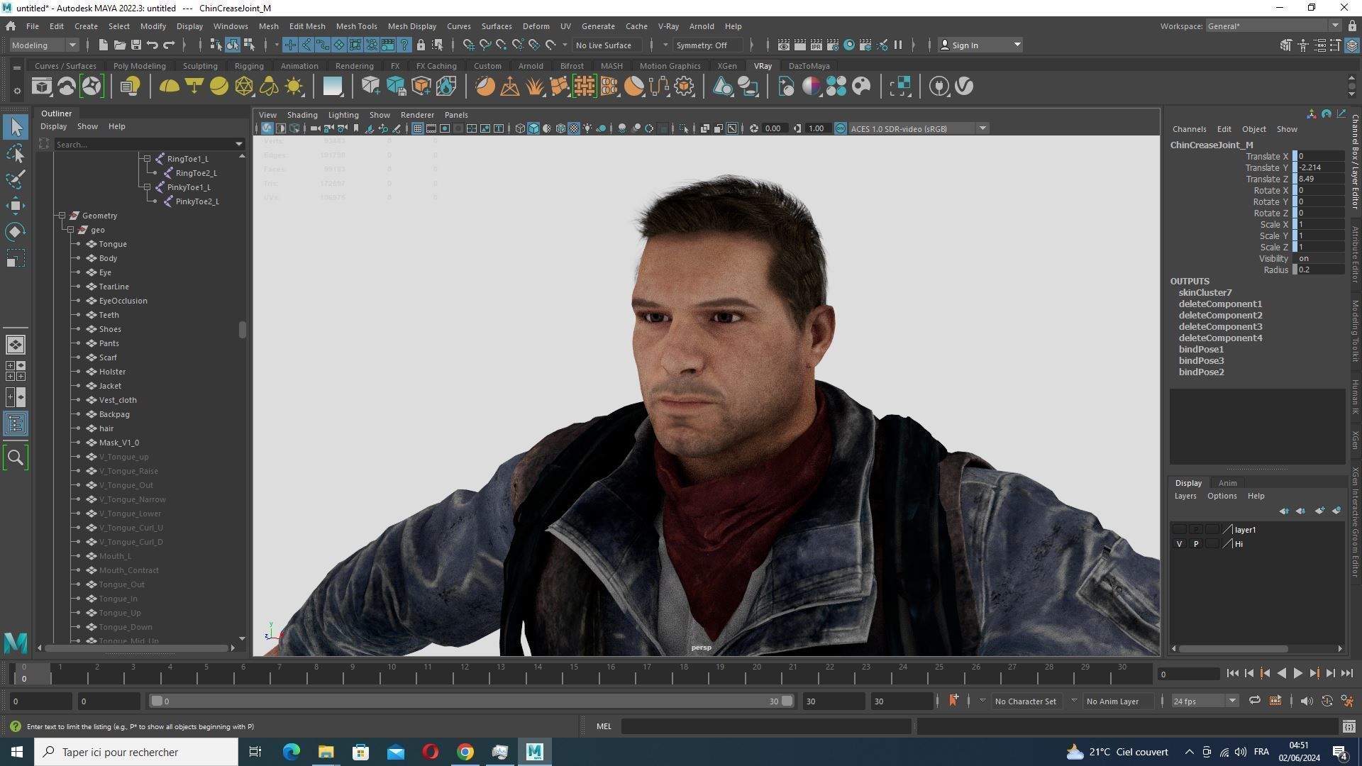 Realistic Man With Civil War Clothing  Low-poly 3D model_27