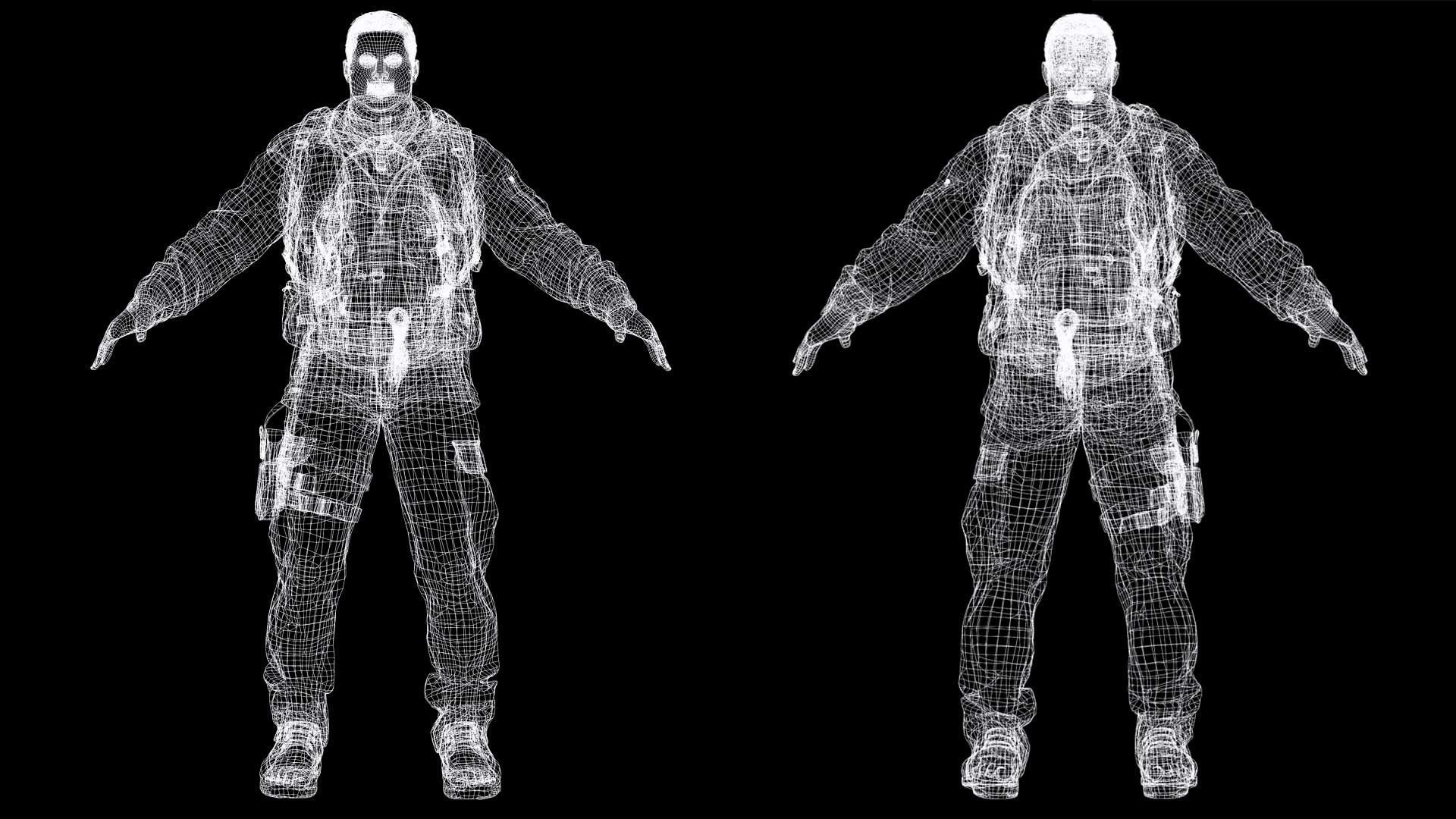 Realistic Man With Civil War Clothing  Low-poly 3D model_21